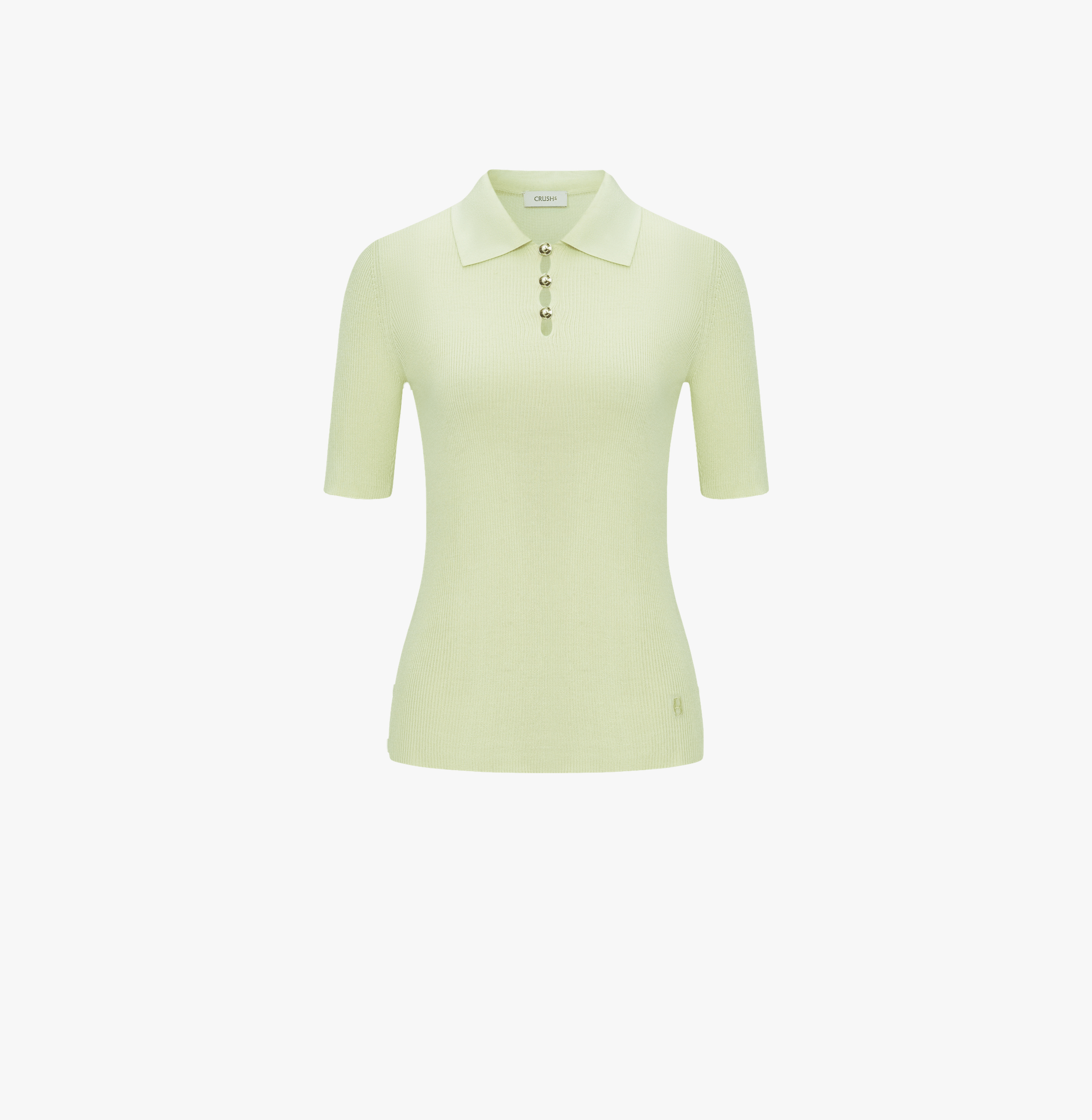 BUTTON-EMBELLISHED SILK LAPEL POLO SHIRT in Green made by CRUSH Collection