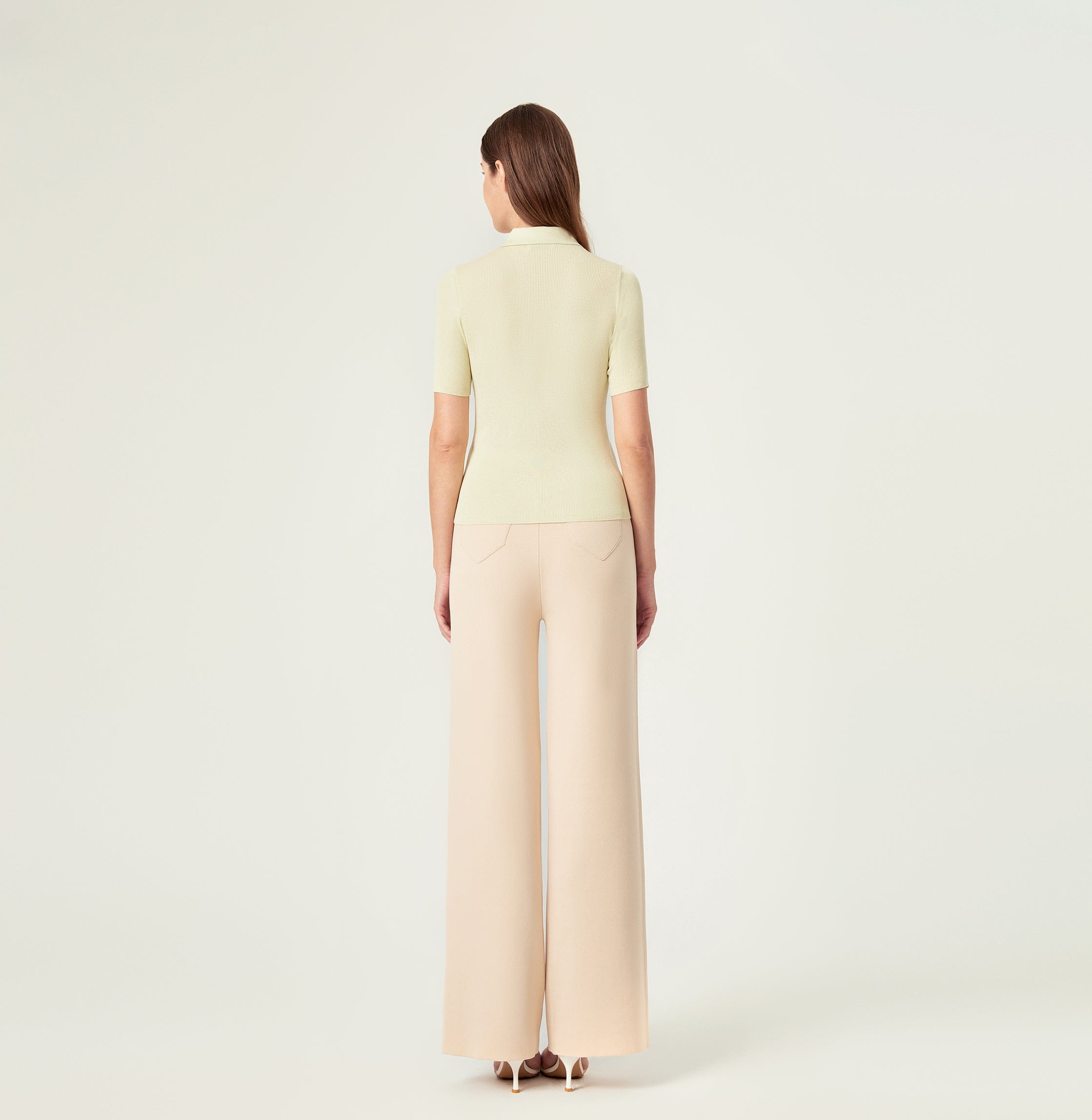 BUTTON-EMBELLISHED SILK LAPEL POLO SHIRT in Green made by CRUSH Collection