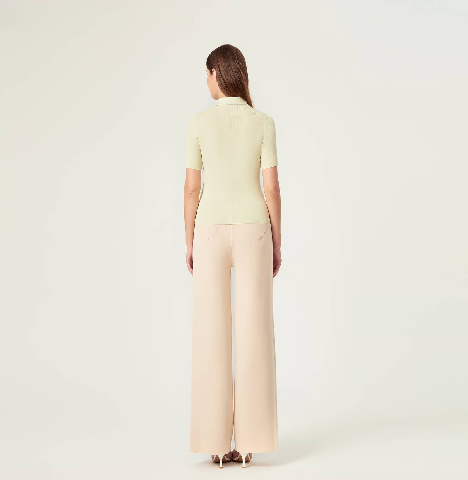 BUTTON-EMBELLISHED SILK LAPEL POLO SHIRT in Green made by CRUSH Collection