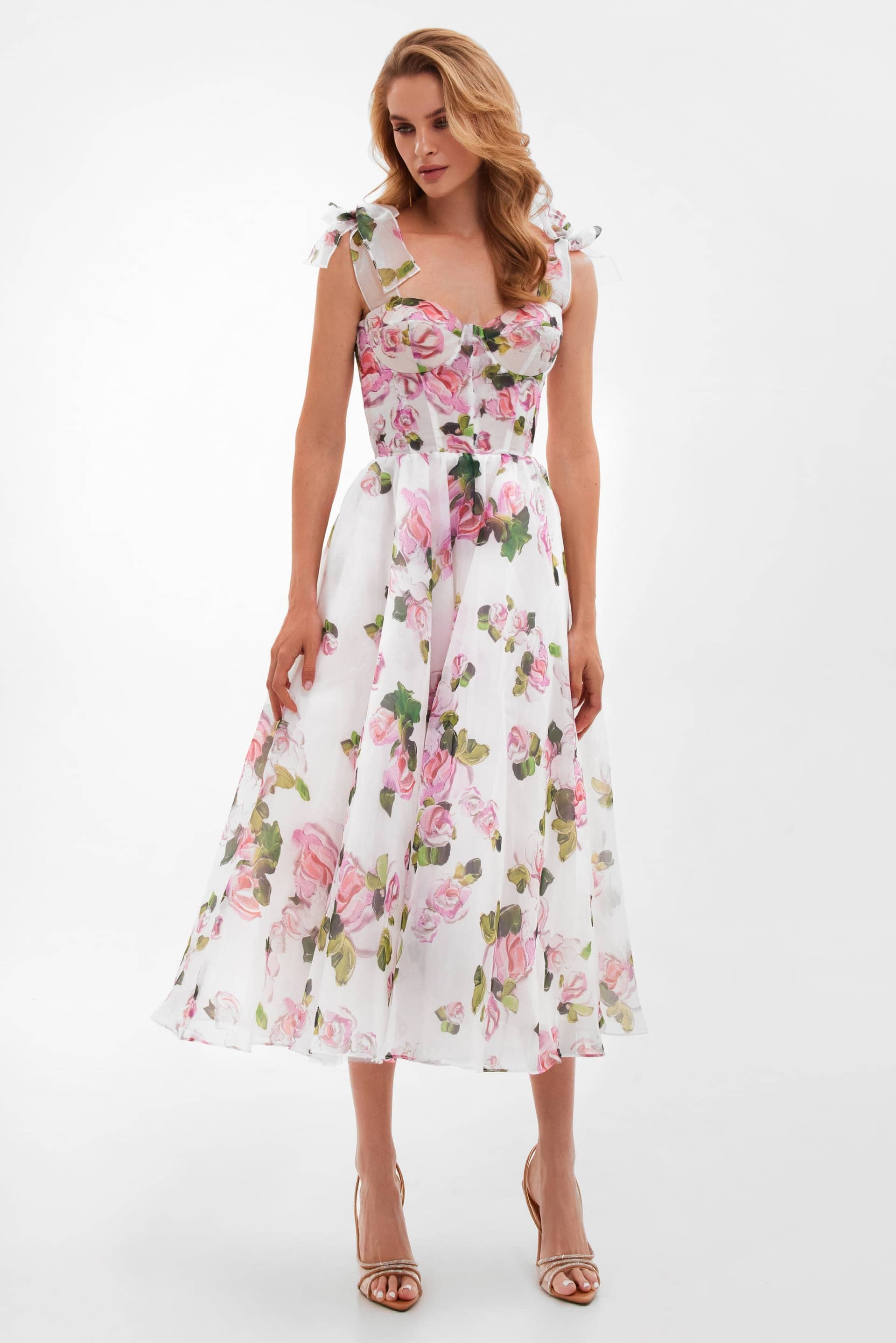 Tender floral midi tie-strap dress made by Milla
