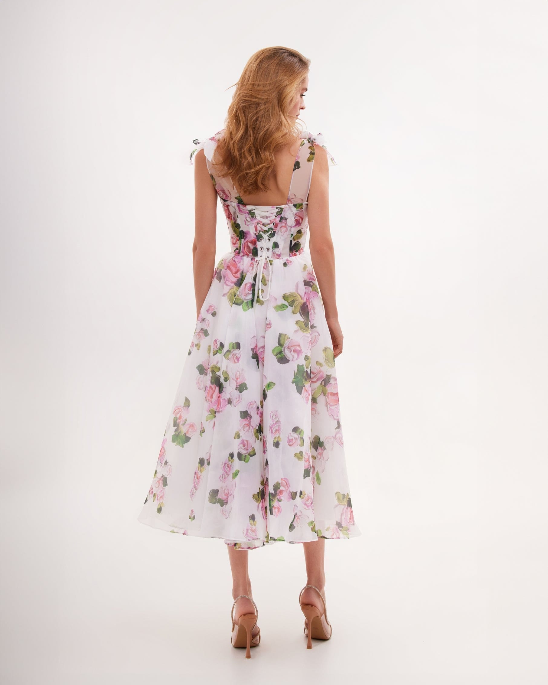 Tender floral midi tie-strap dress made by Milla