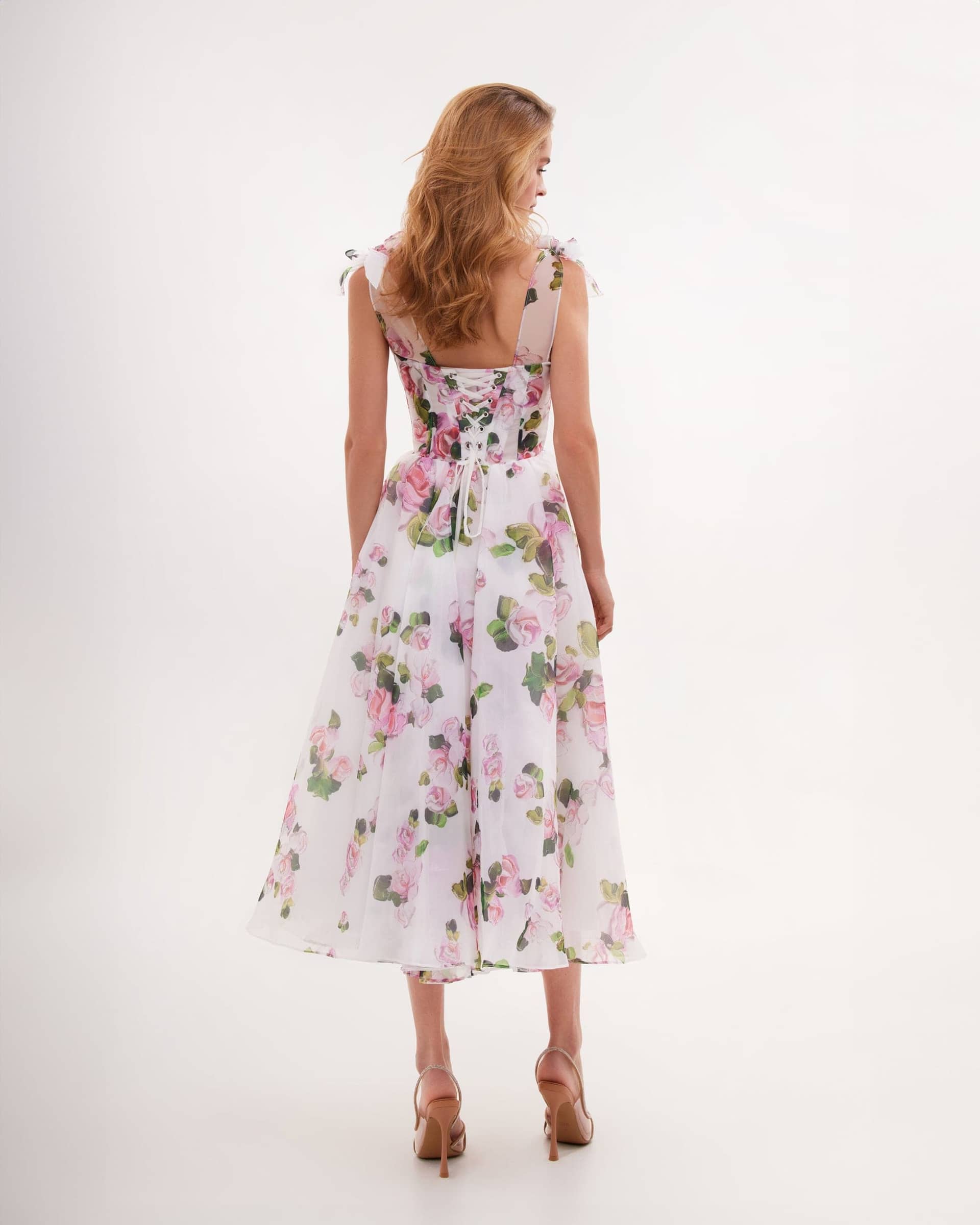 Tender floral midi tie-strap dress made by Milla
