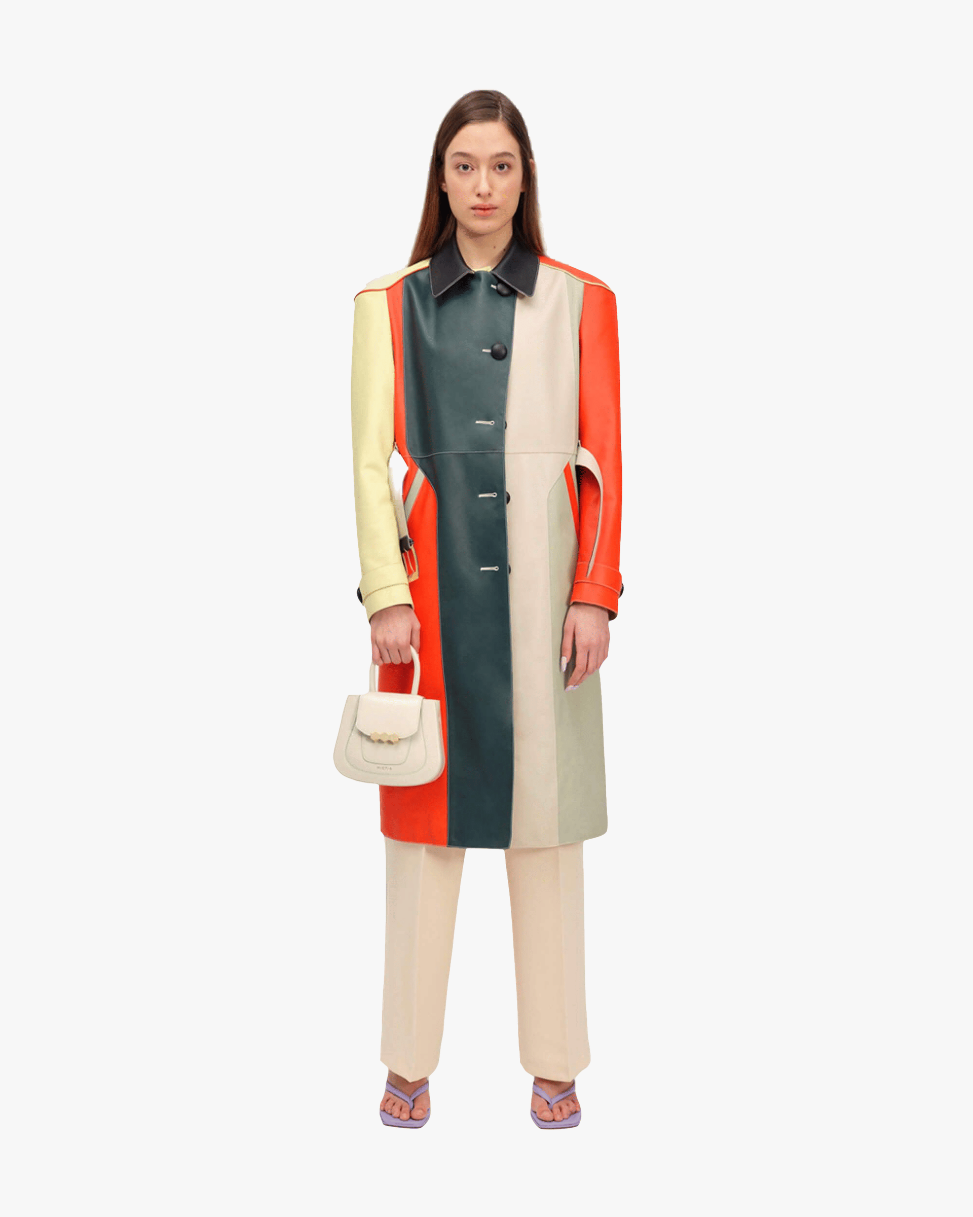 Wallis Trench Coat Dark Green / Beige in Multi color made by Mietis