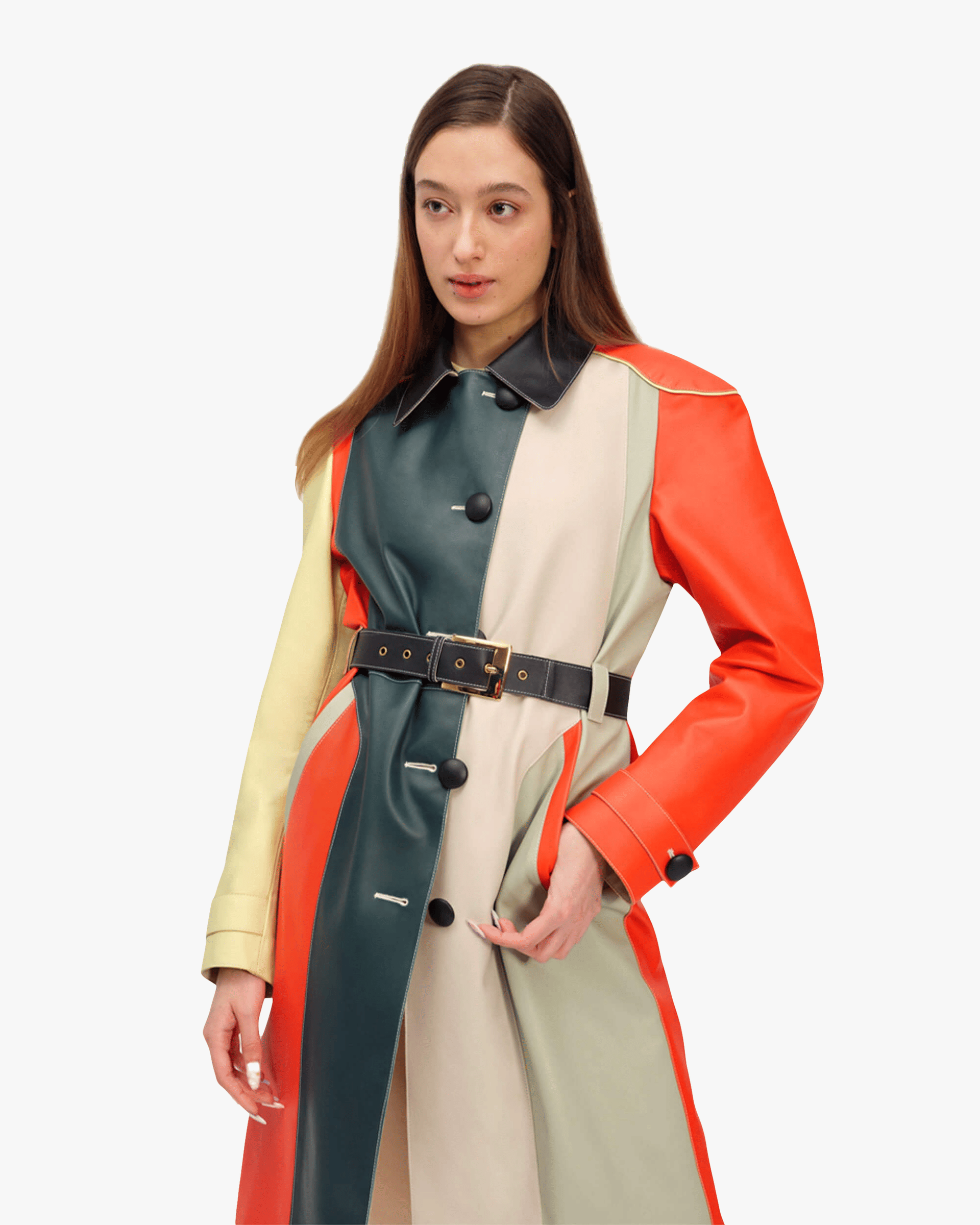 Wallis Trench Coat Dark Green / Beige in Multi color made by Mietis