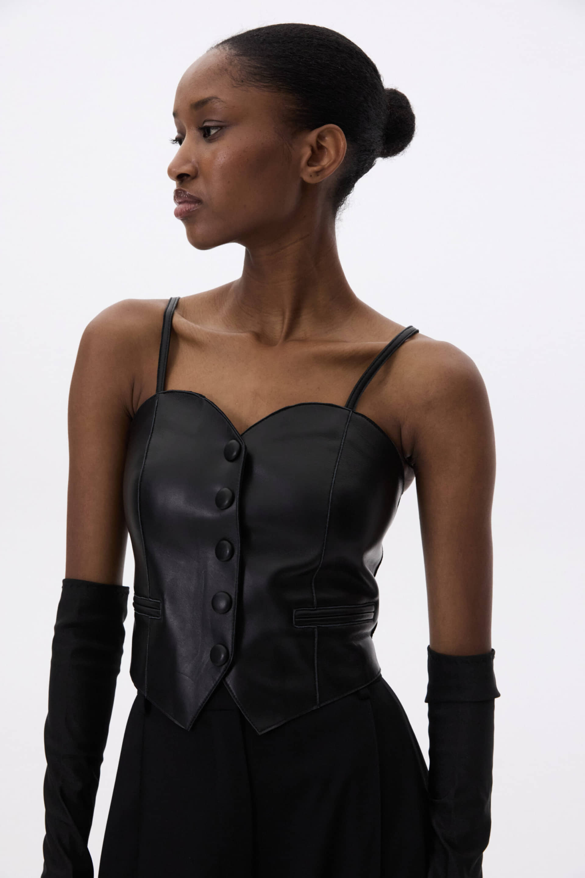 Leather Corset In Black made by YAVORSKA