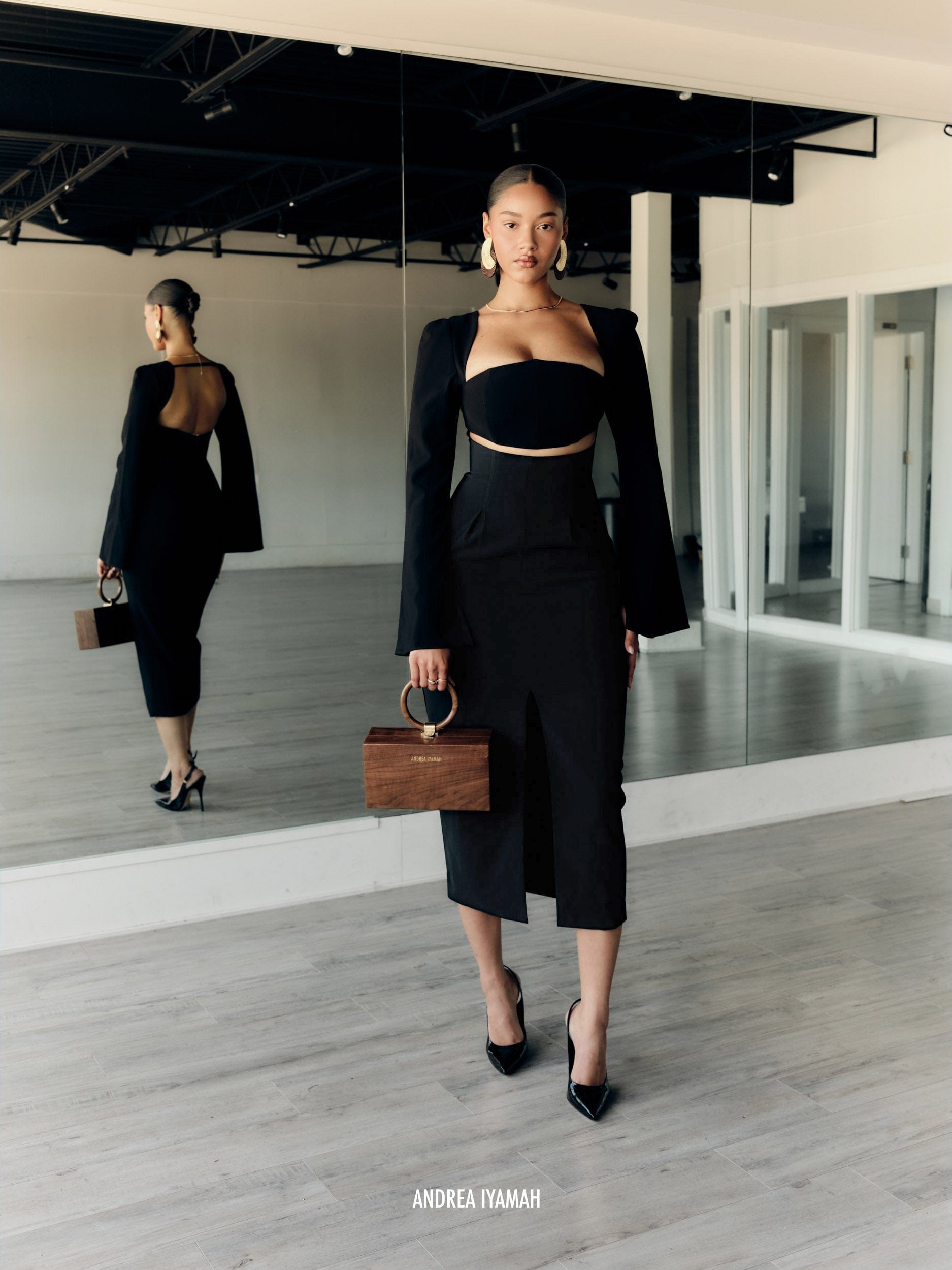 NITA MIDI DRESS - BLACK made by Andrea Iyamah