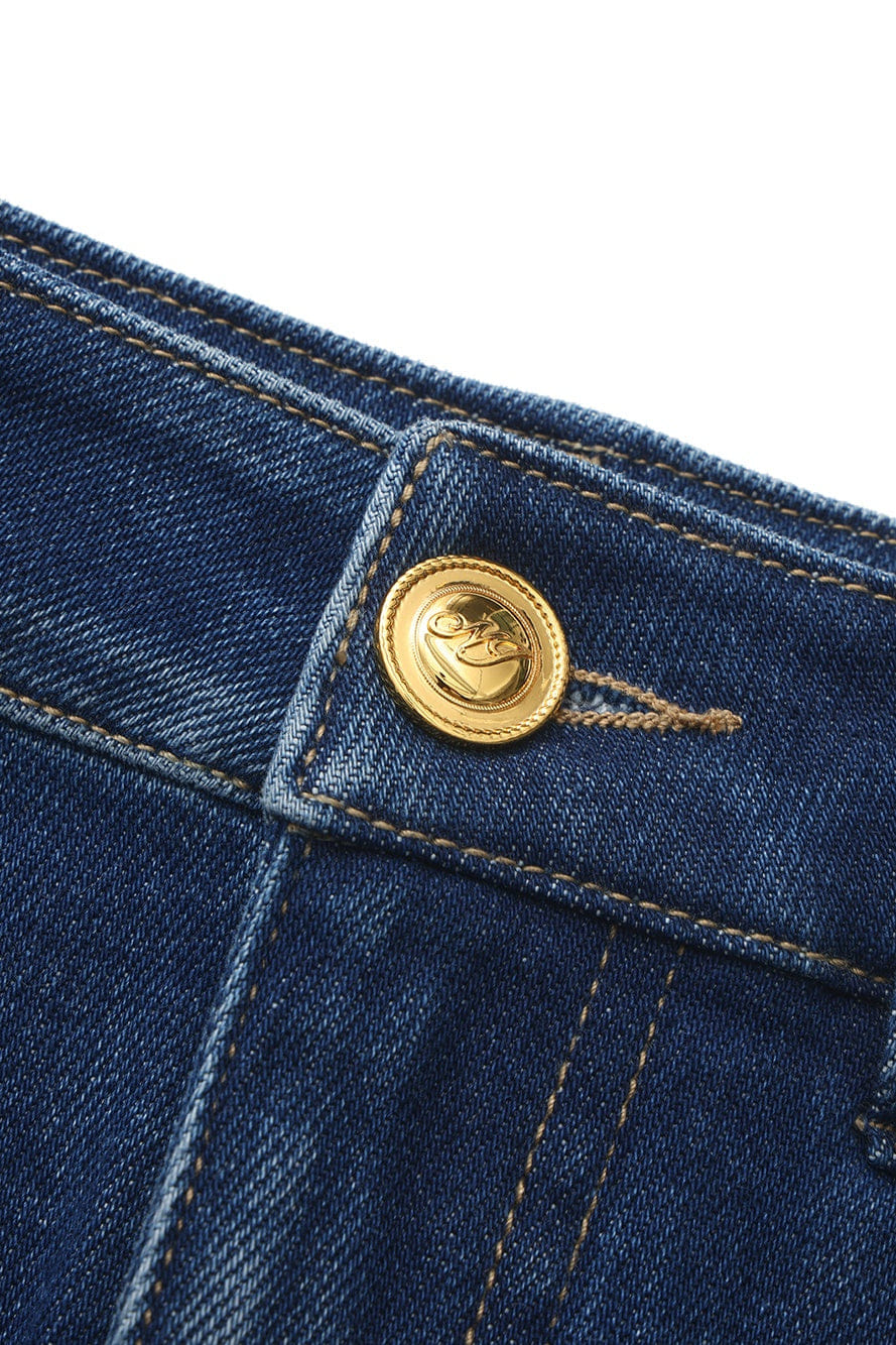 Lexi Low-Rise Dark Blue Denim Mini Skirt made by Nana Jacqueline