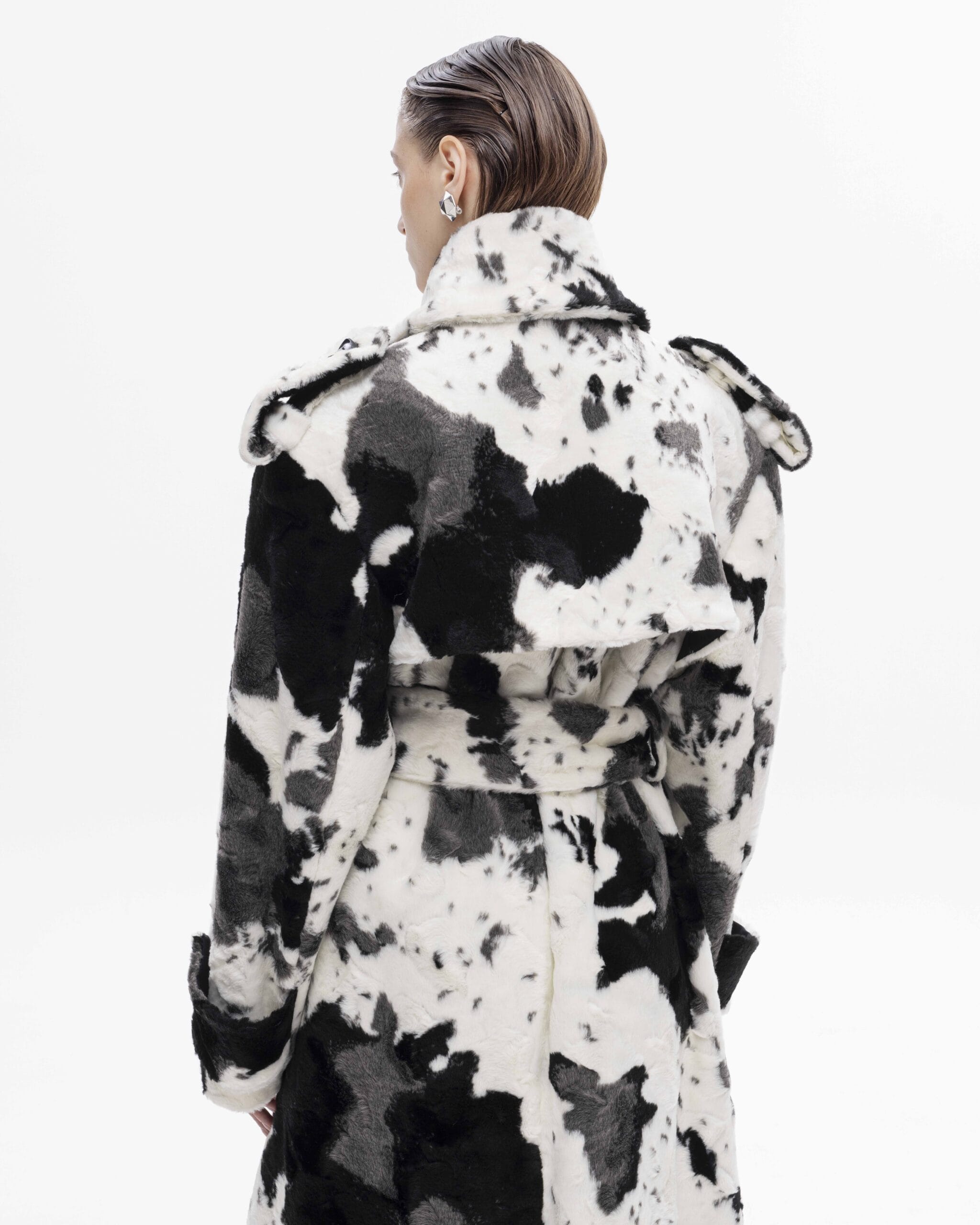 Faux fur utilitarian coat made by Maria Kokhia