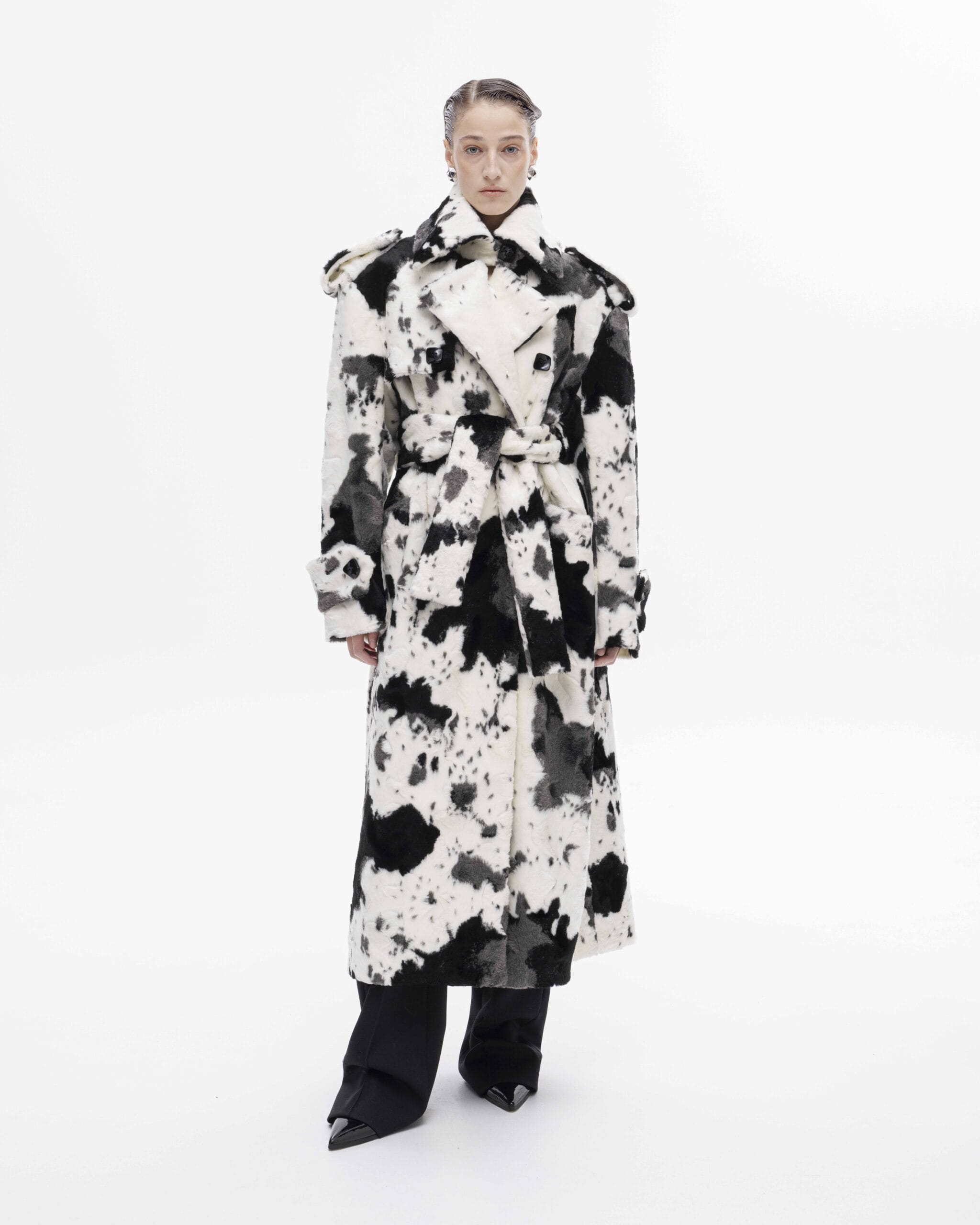 Faux fur utilitarian coat made by Maria Kokhia