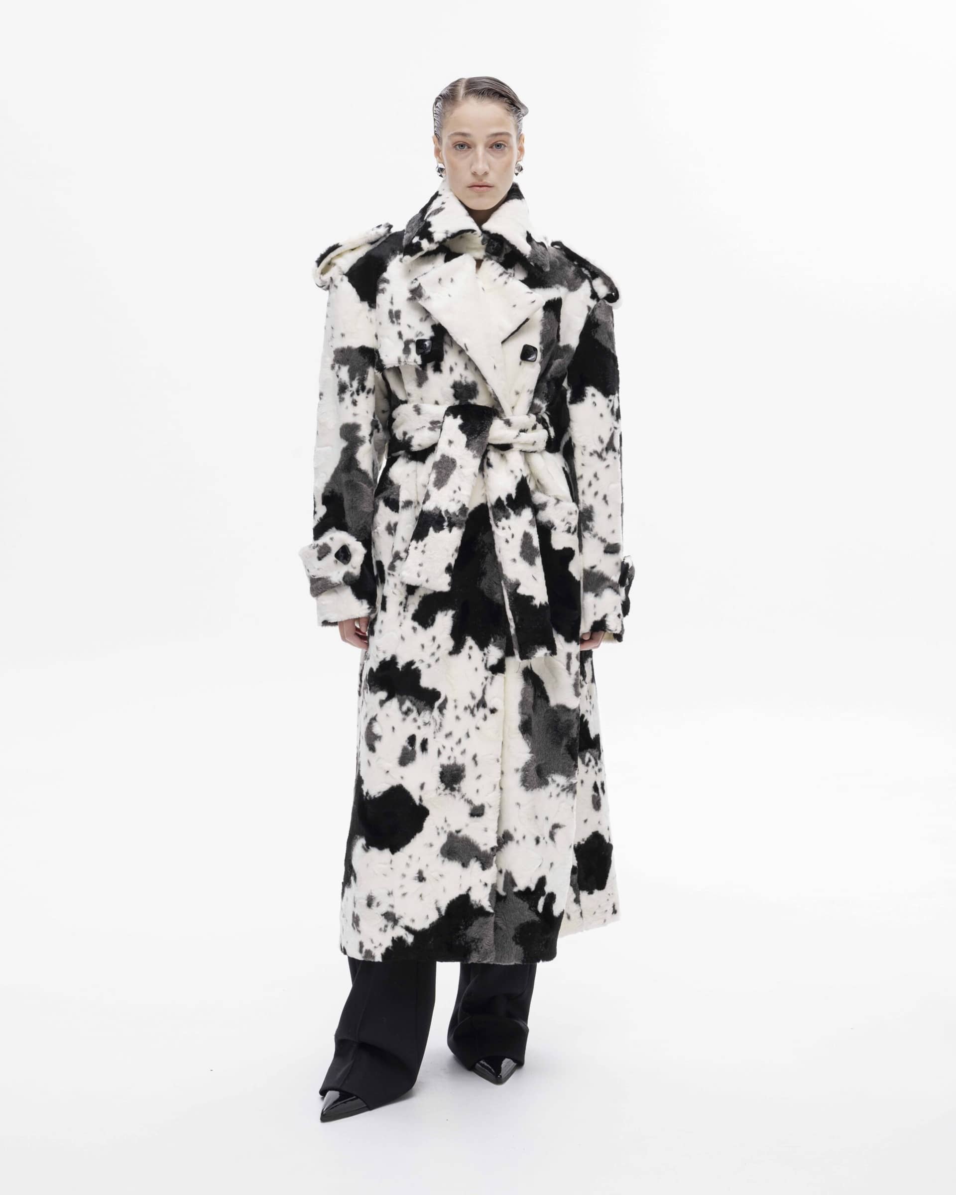 Faux fur utilitarian coat made by Maria Kokhia
