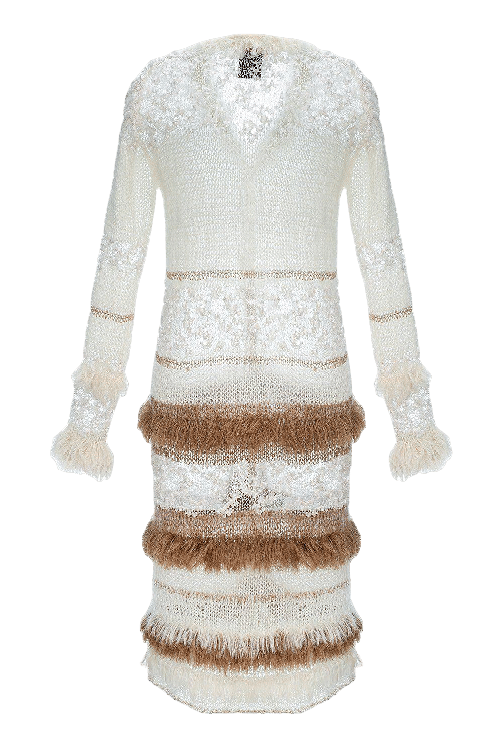 Brown Sundown Handmade Knit Cardigan-Dress With Pearl Buttons made by ANDREEVA