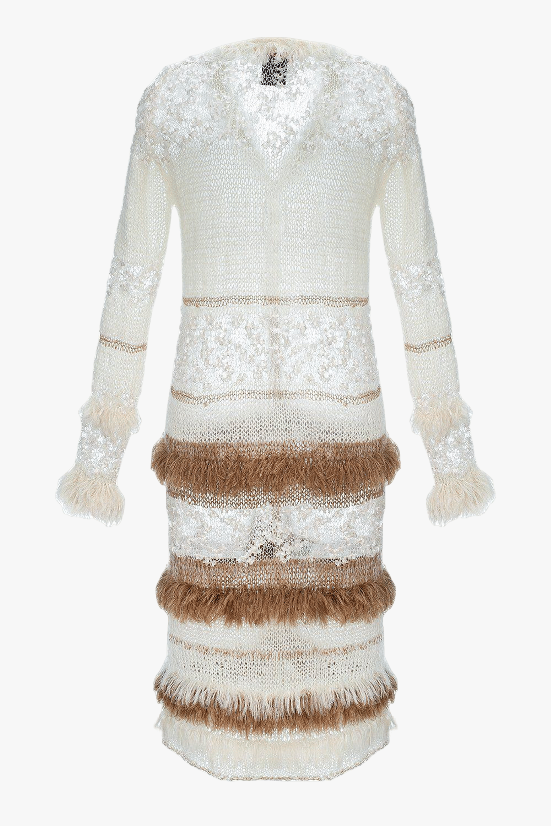 Brown Sundown Handmade Knit Cardigan-Dress With Pearl Buttons made by ANDREEVA