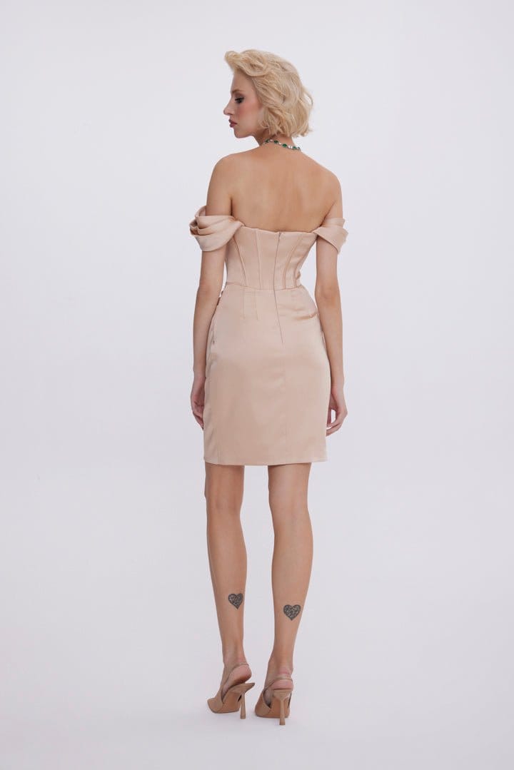 Jasmine Mini Dress - Nude in Beige made by Gigii's