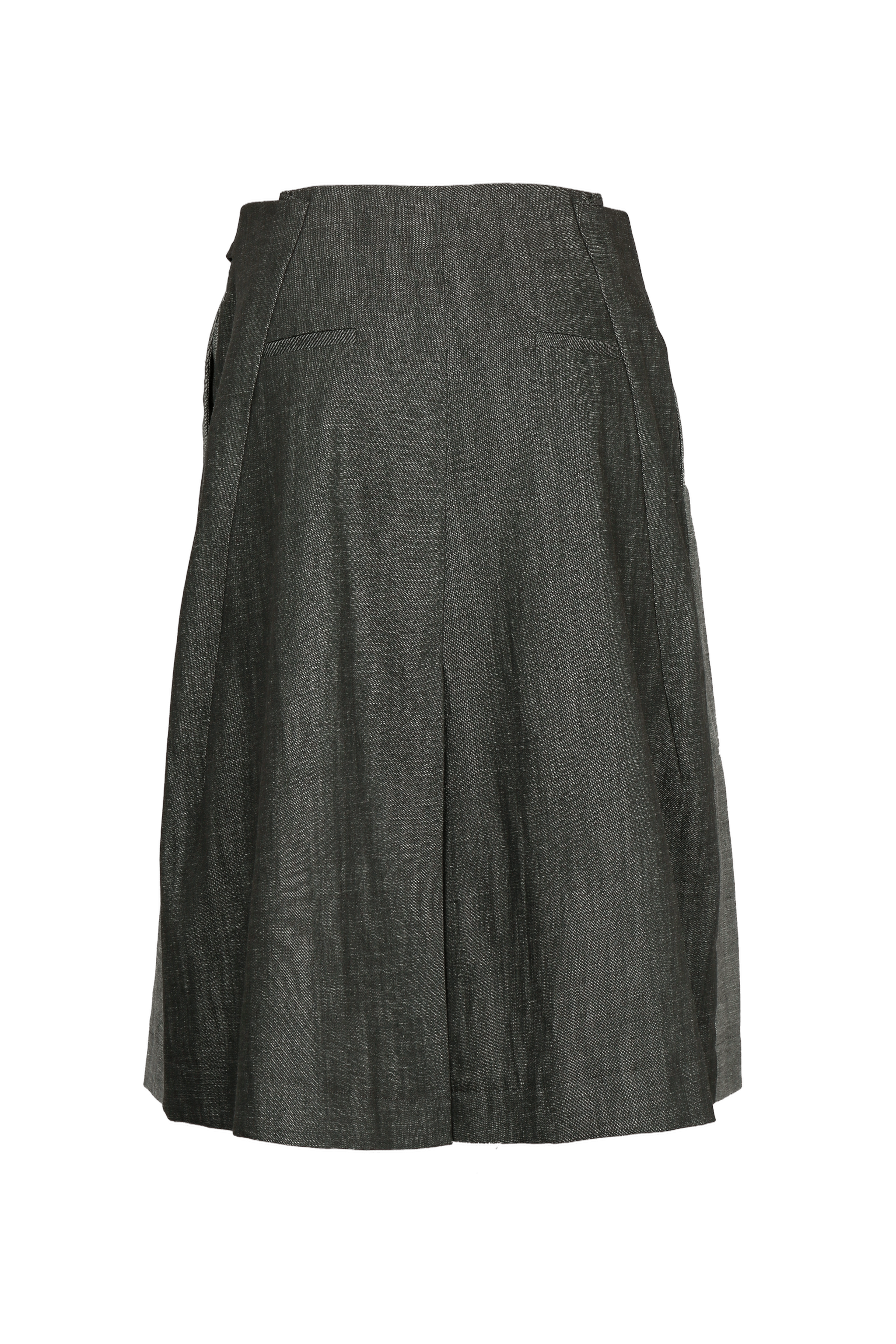 CHARCOAL DENIM WRAP SKIRT made by YIBRI