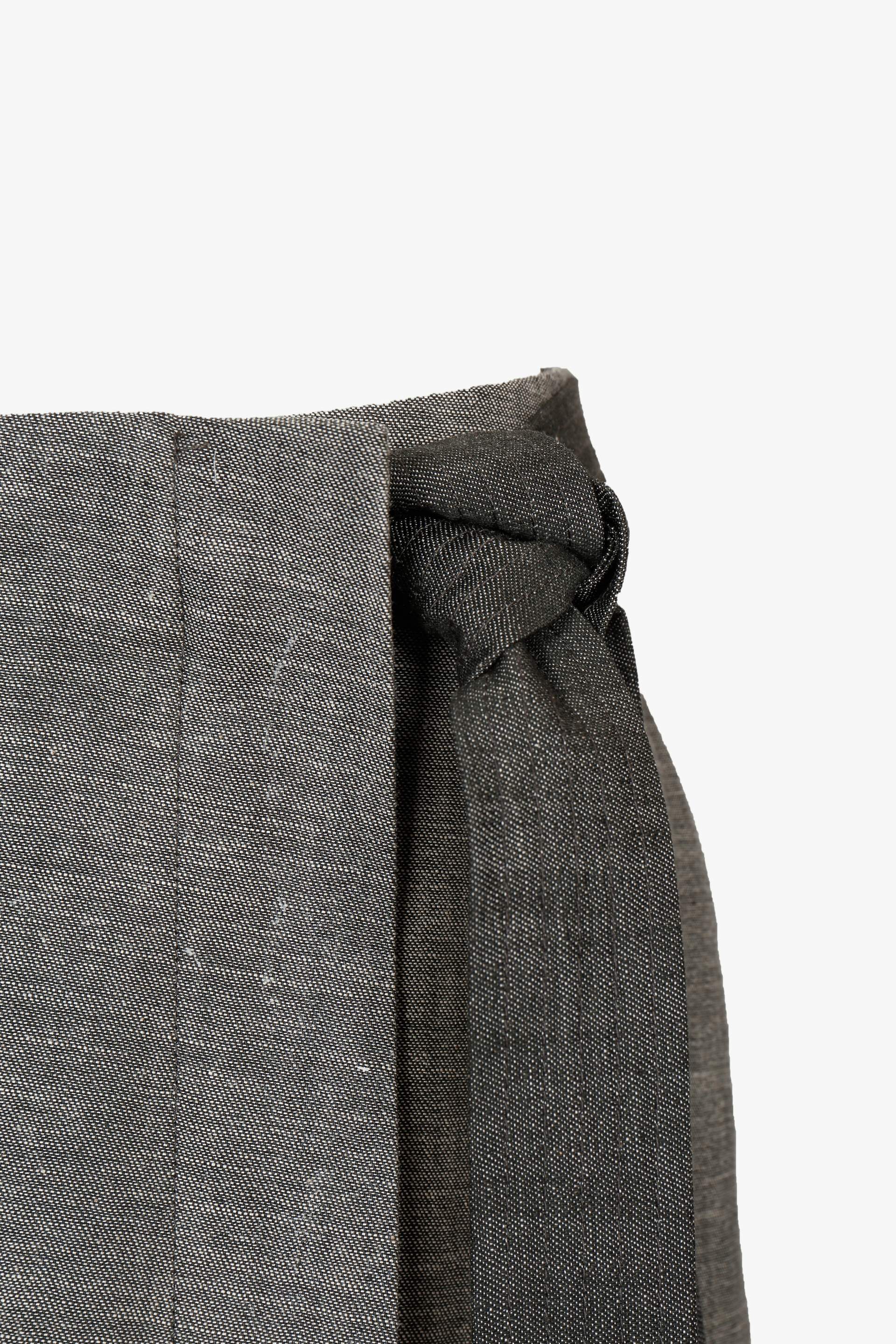 CHARCOAL DENIM WRAP SKIRT made by YIBRI