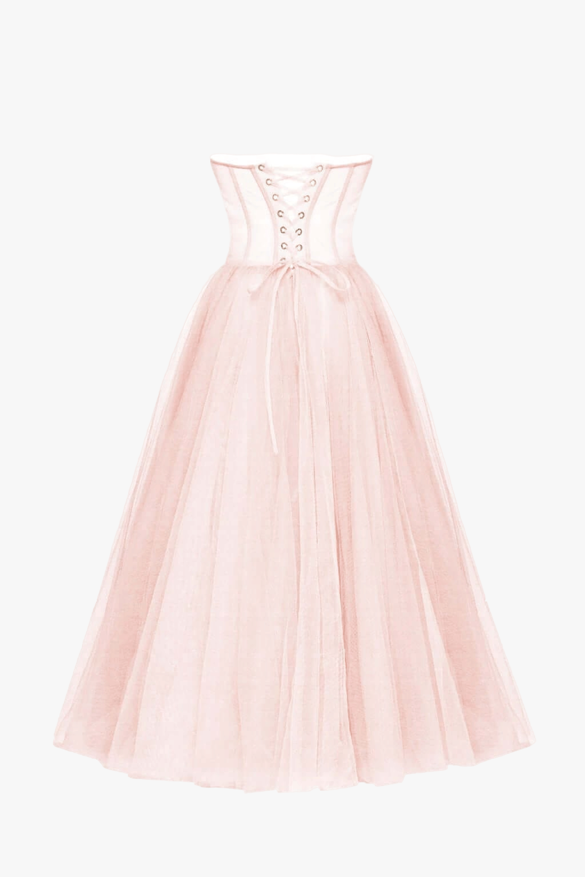 Misty Rose Strapless Puffy Midi Tulle Dress made by Milla