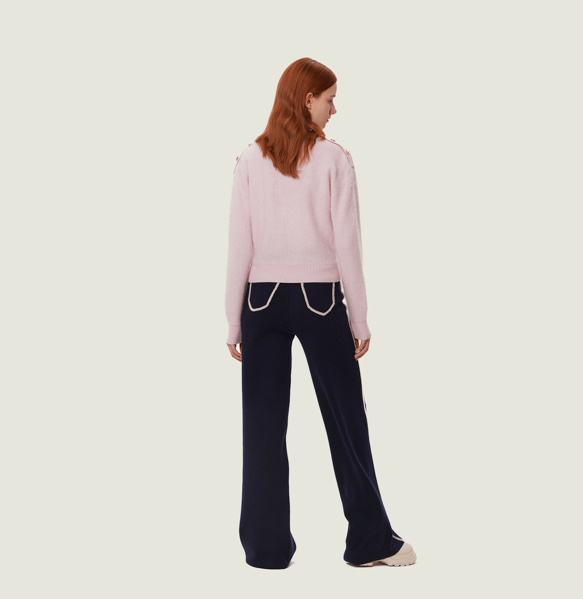 BOUCLÉ AND WOOL PANELLED WIDE-LEG PANTS made by CRUSH Collection