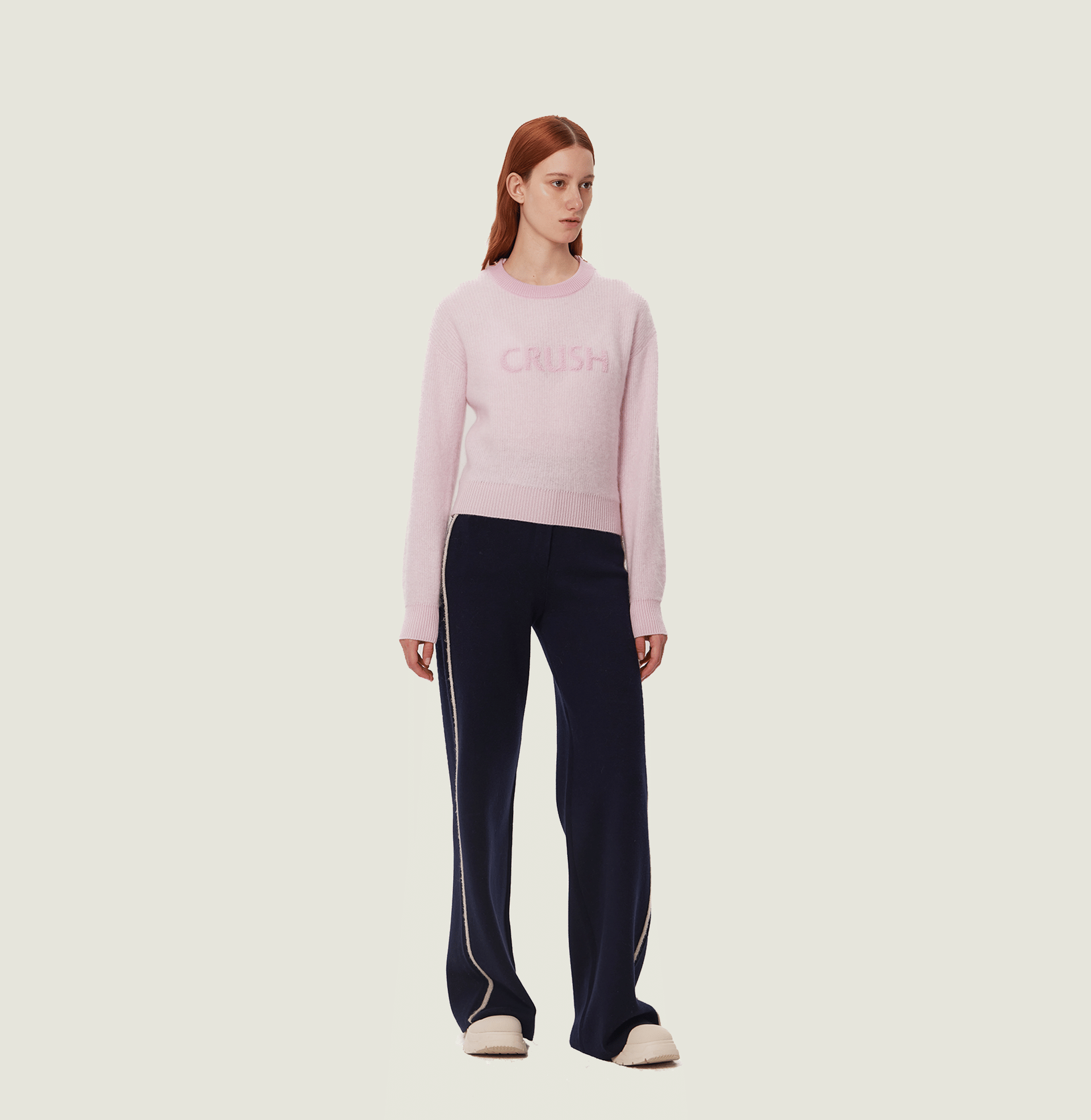 BOUCLÉ AND WOOL PANELLED WIDE-LEG PANTS made by CRUSH Collection