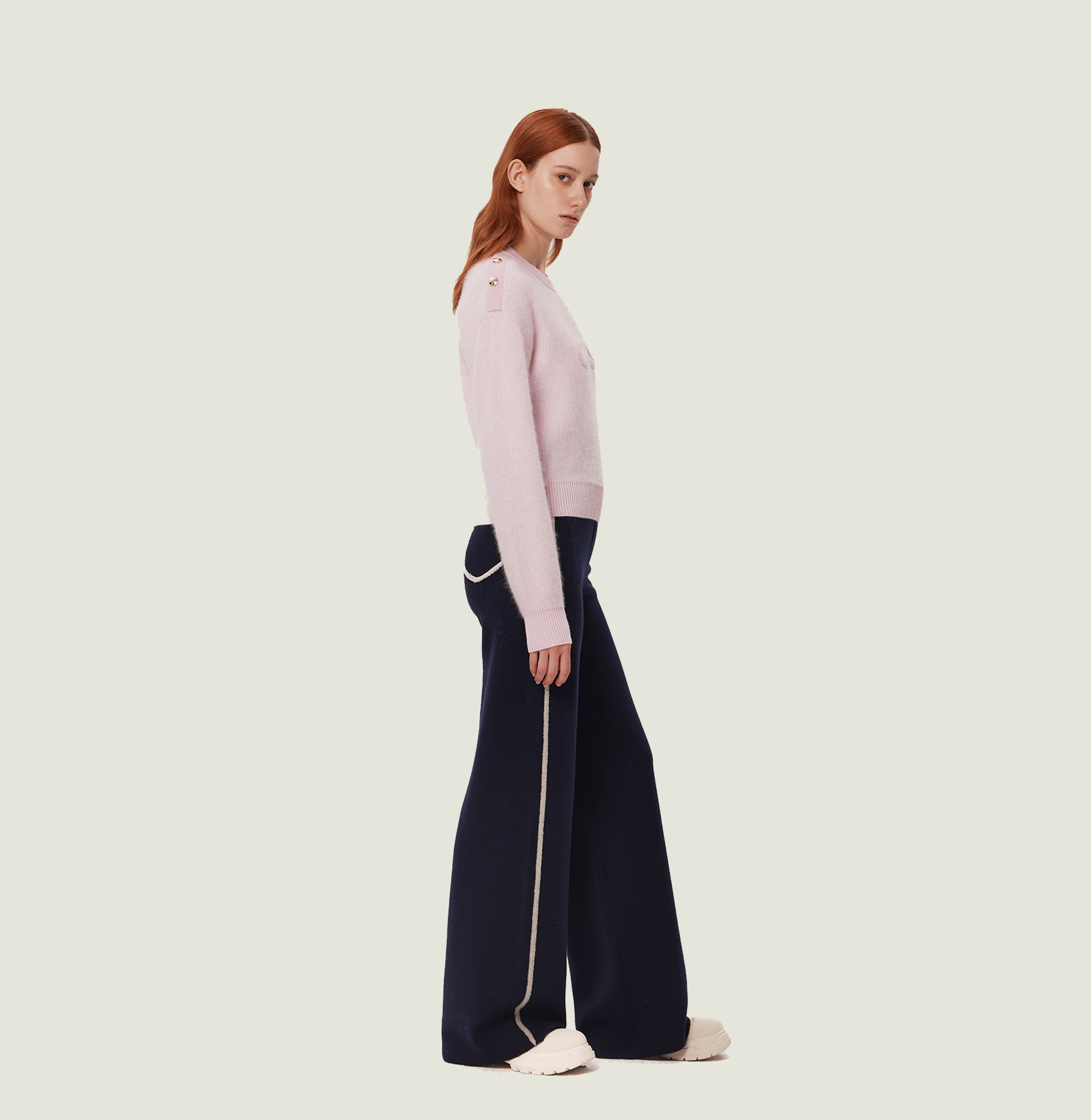 BOUCLÉ AND WOOL PANELLED WIDE-LEG PANTS made by CRUSH Collection
