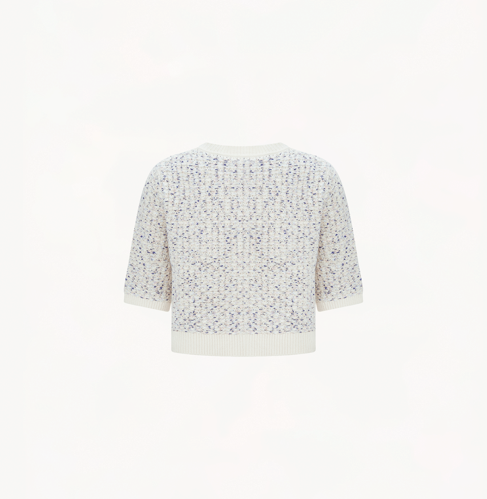 COLOR-DOTTED BOUCLÉ SHORT-SLEEVED CARDIGAN made by CRUSH Collection