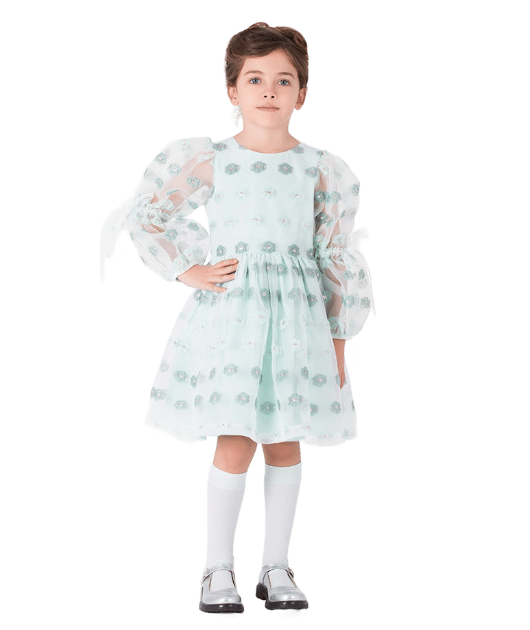 Jacquard Flowers Girls Dress made by Mama Luma