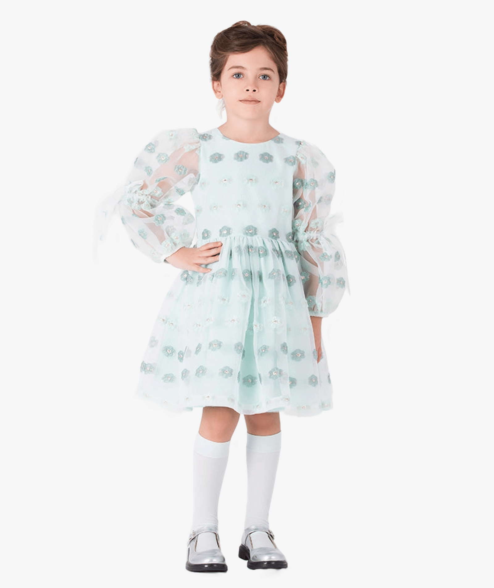 Jacquard Flowers Girls Dress made by Mama Luma