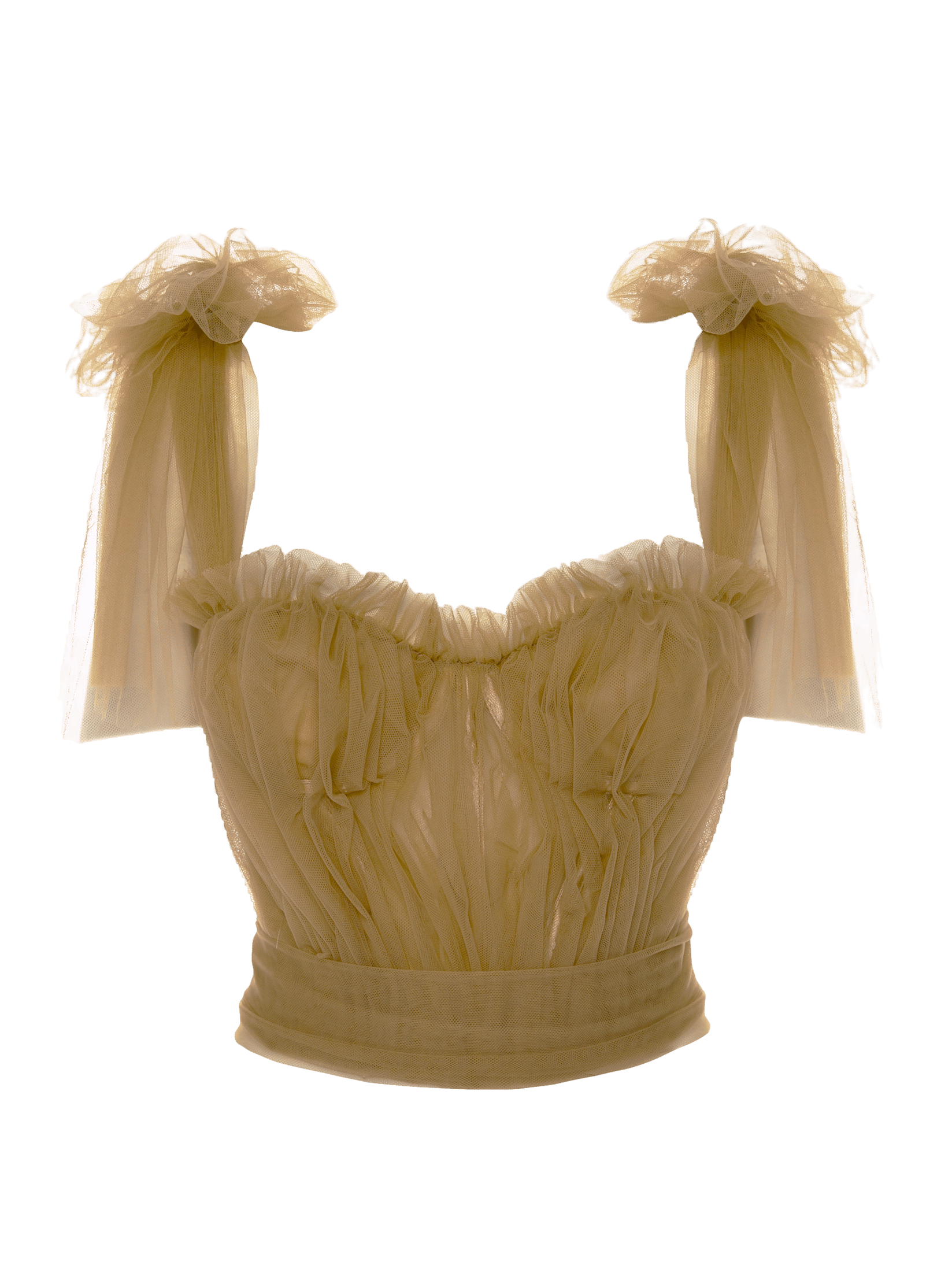 French Tulle Bustier Top in Beige made by Aureliana