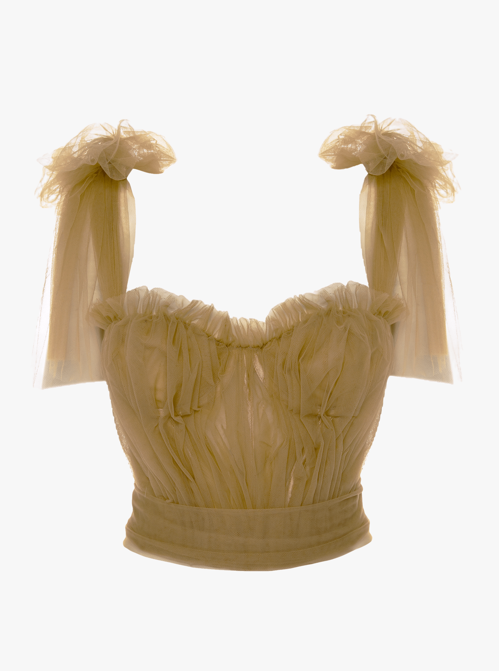French Tulle Bustier Top in Beige made by Aureliana