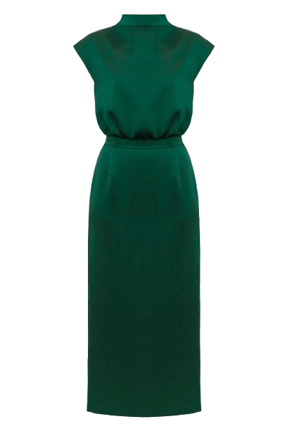 TESSA green satin kimono sleeves cocktail dress made by UNDRESS