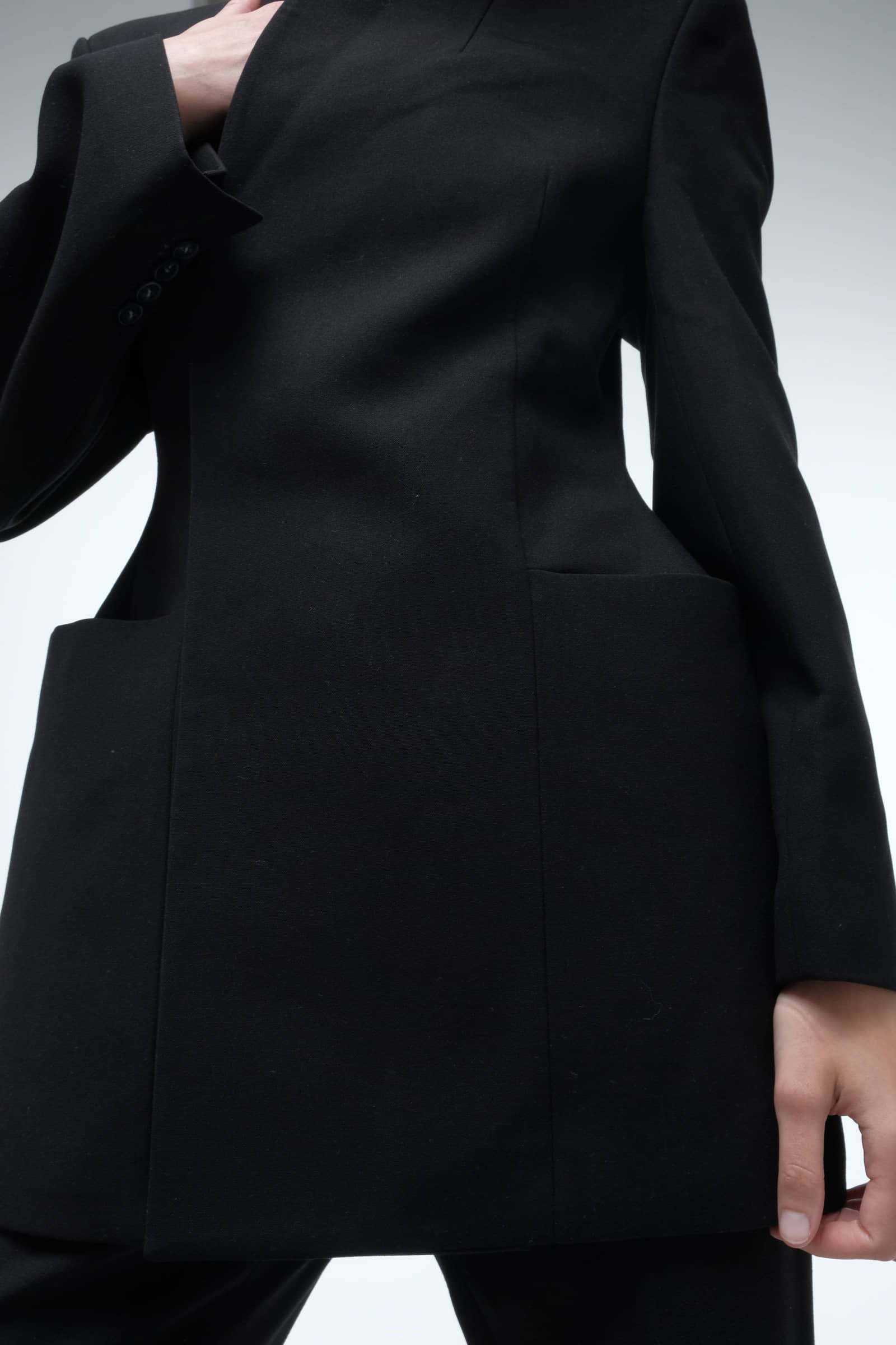 High collar wrap blazer made by AFTERHOURS