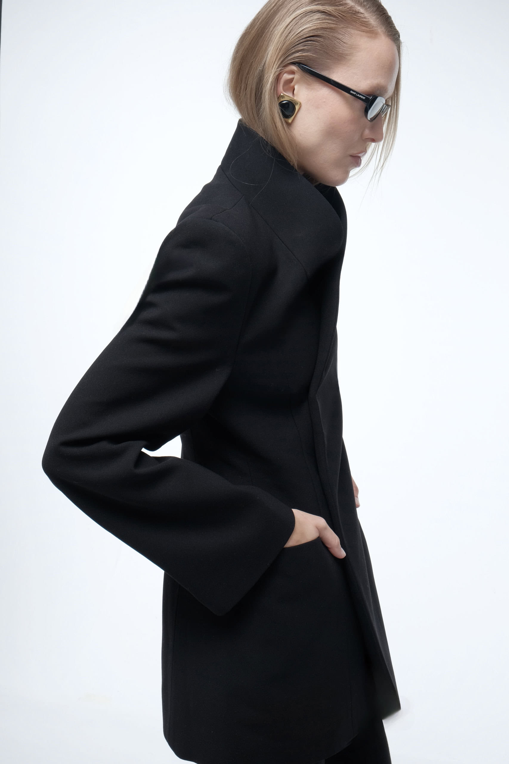 High collar wrap blazer made by AFTERHOURS