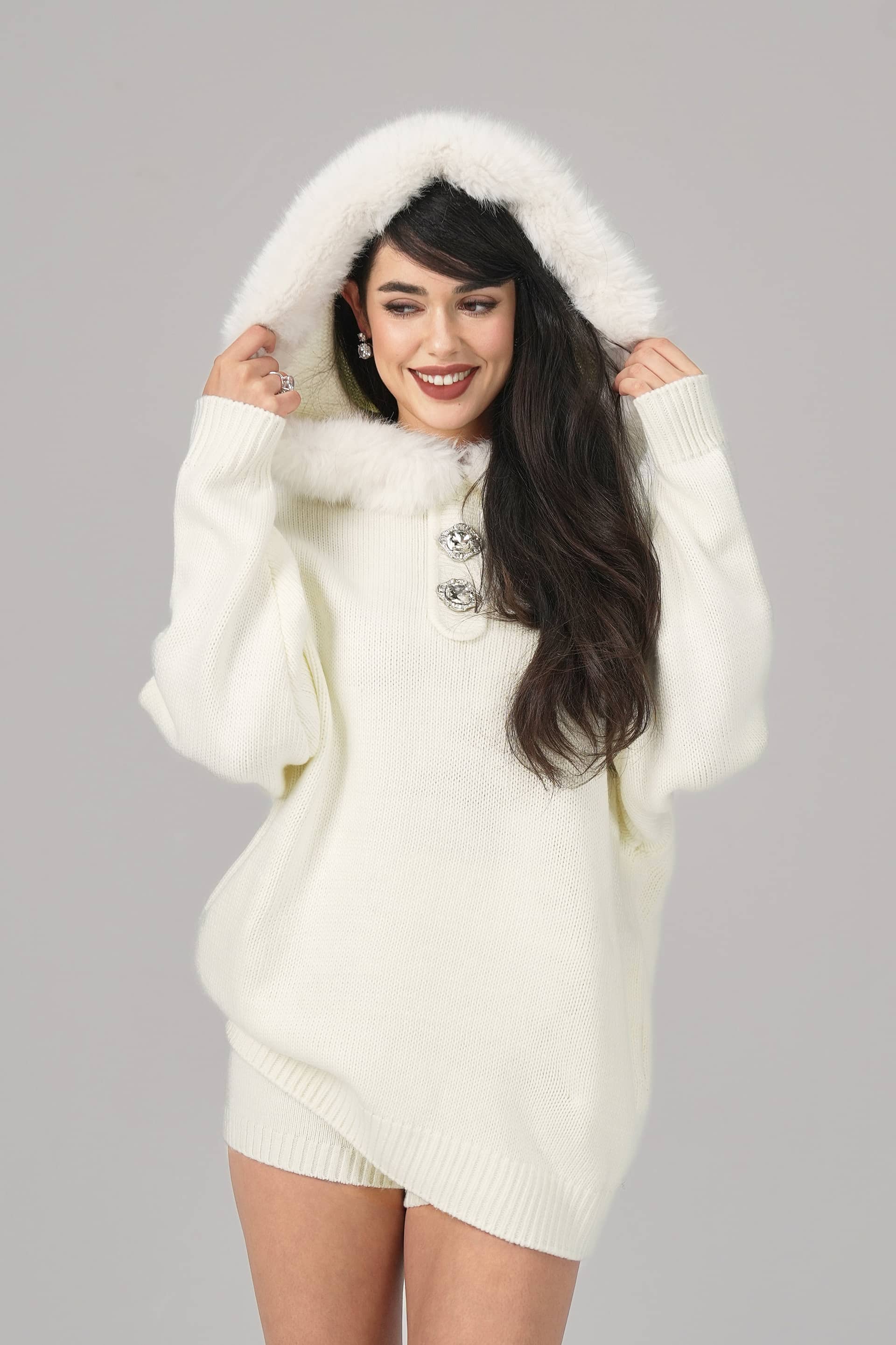 Ava Fur Sweatshirt (White) made by Nana Jacqueline