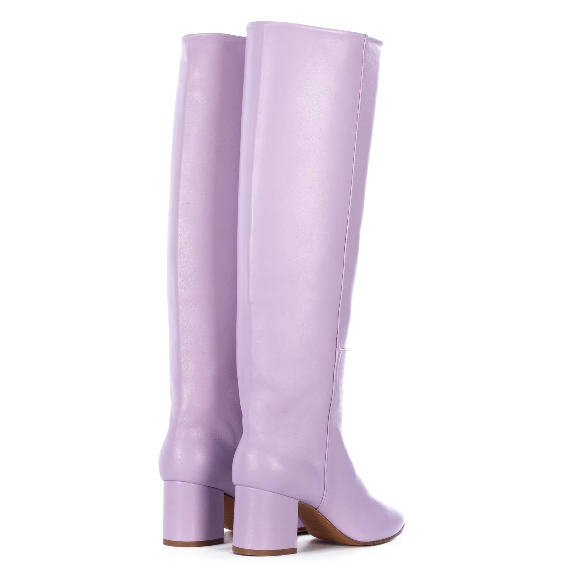 MAUVE LEATHER TALL BOOTS in Purple made by Toral