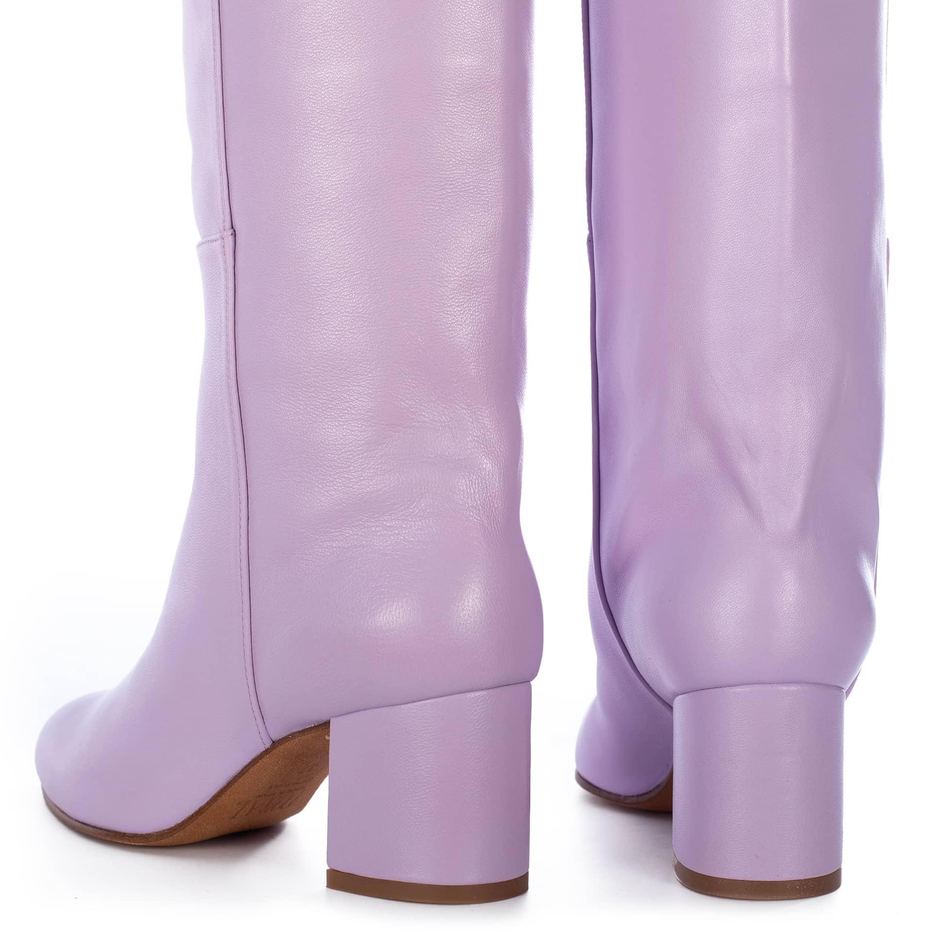 MAUVE LEATHER TALL BOOTS in Purple made by Toral