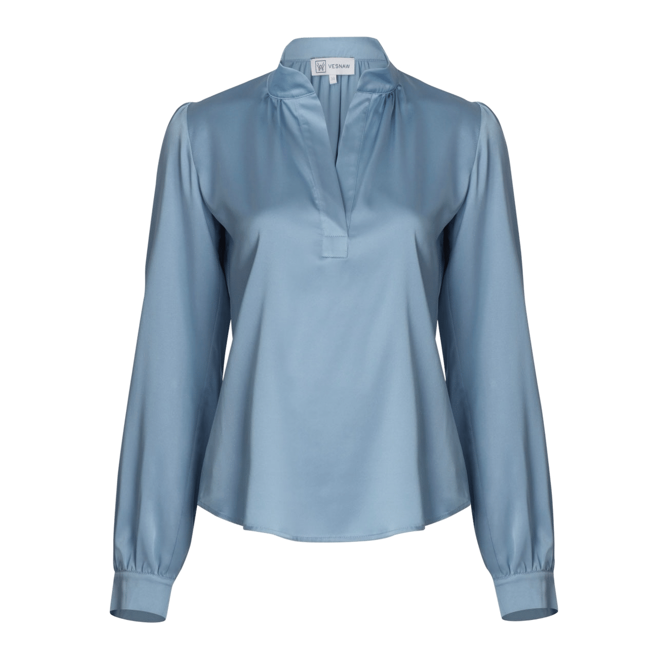 Open Collar Silk Blouse With Long Sleeves Jeans made by Vesna W