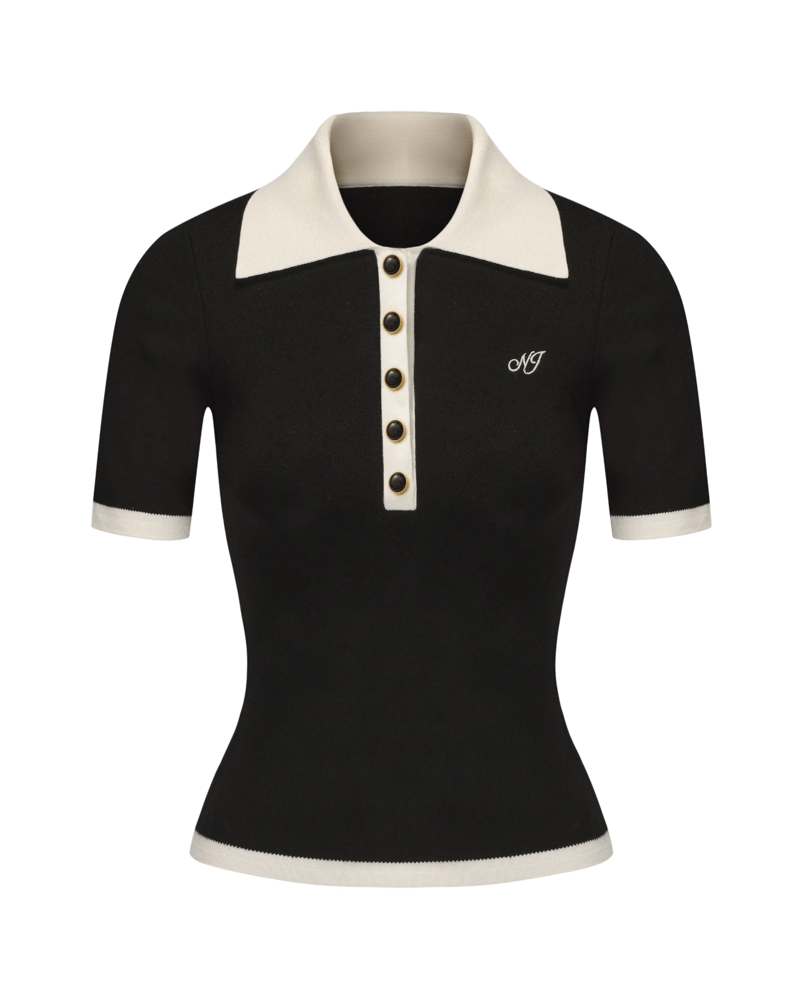 Hazel Polo Top (Black) made by Nana Jacqueline