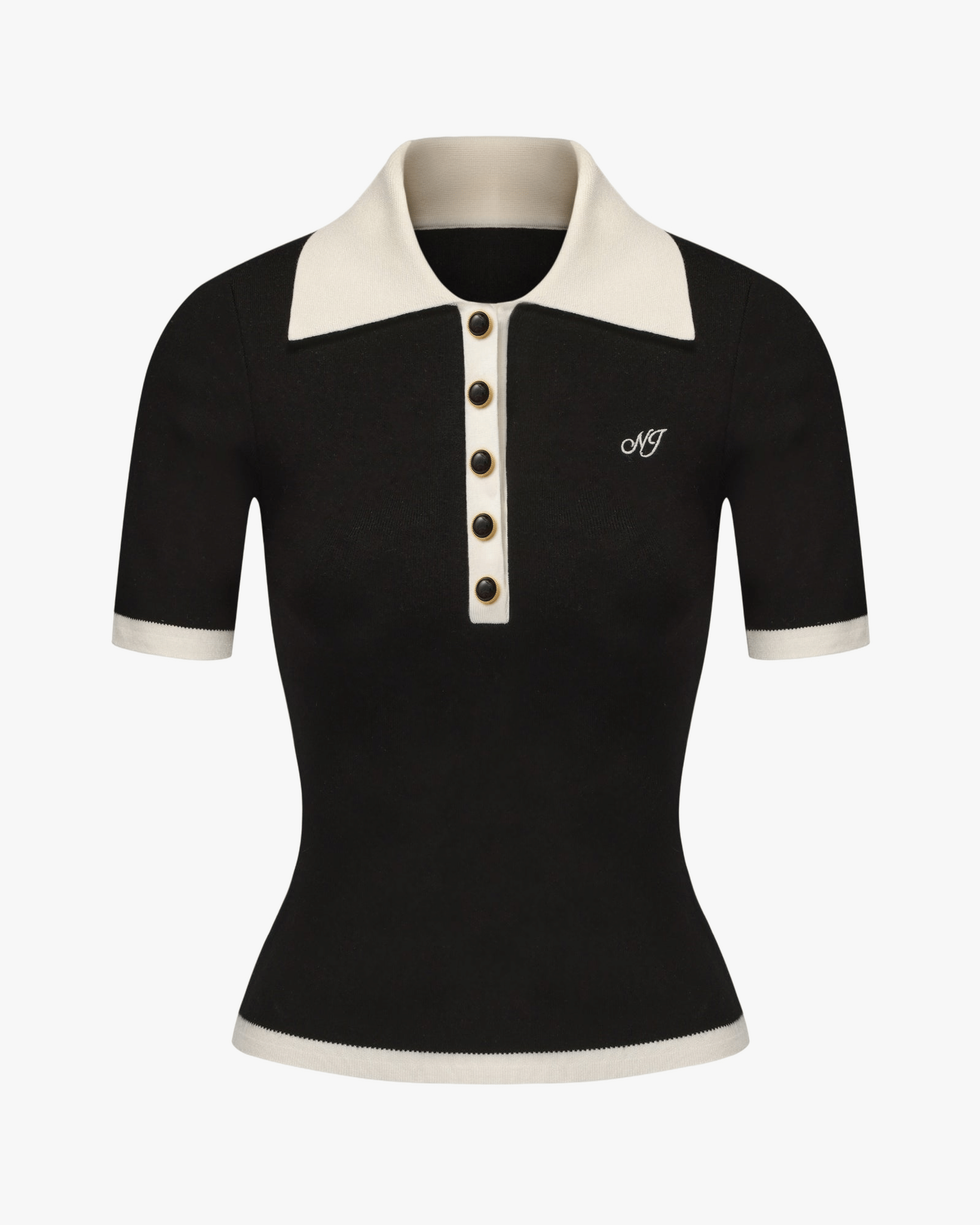 Hazel Polo Top (Black) made by Nana Jacqueline