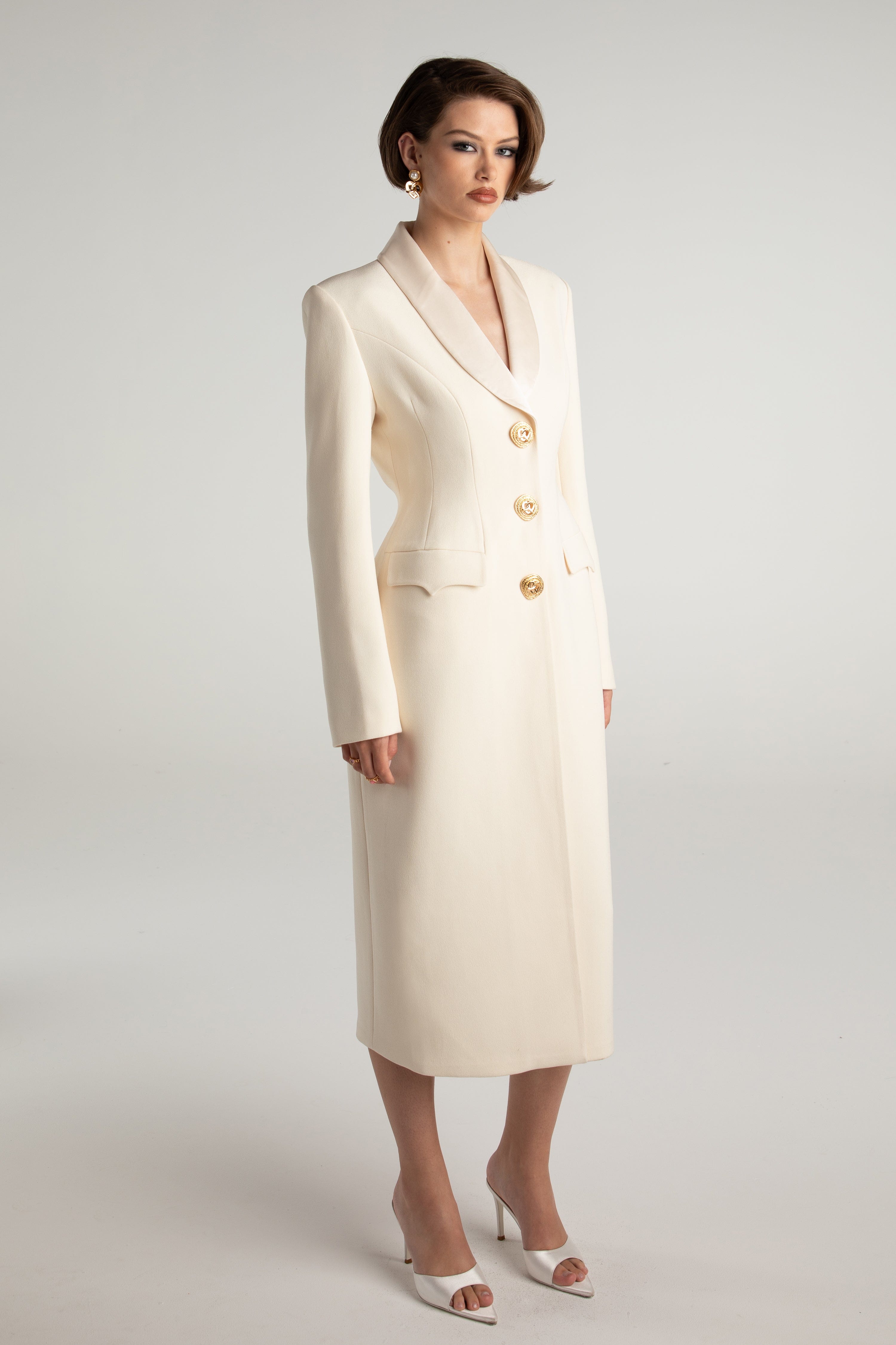 Evie Long Suit Jacket (White) made by Nana Jacqueline