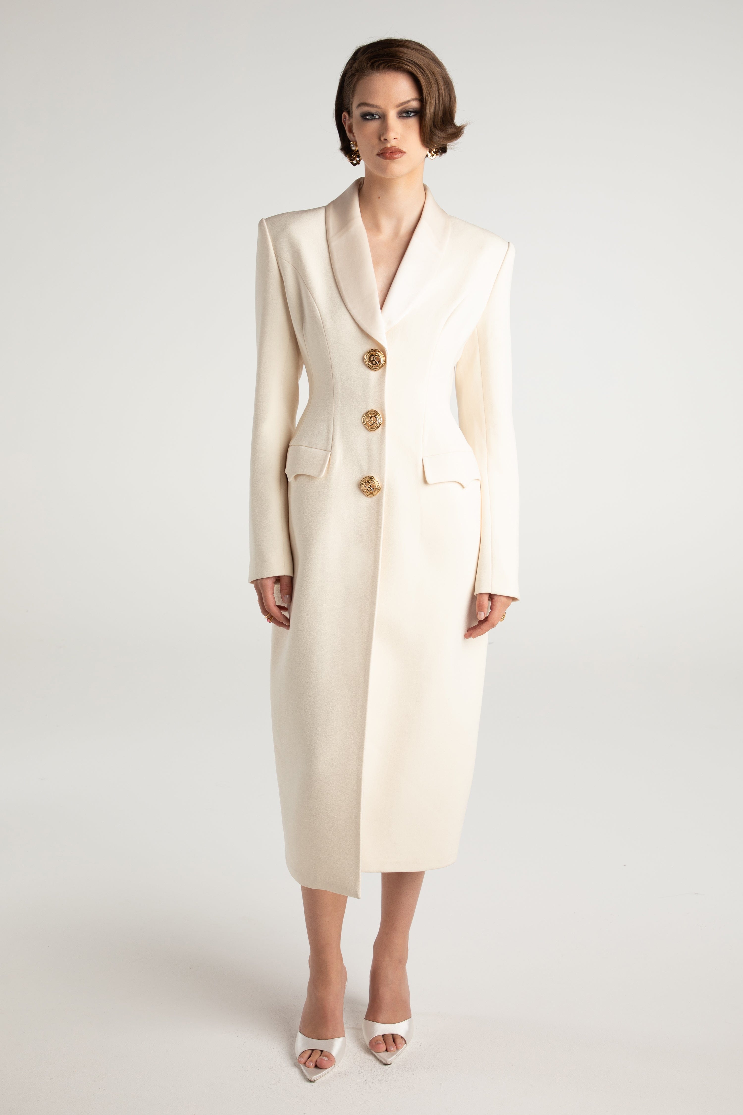 Evie Long Suit Jacket (White) in White made by Nana Jacqueline