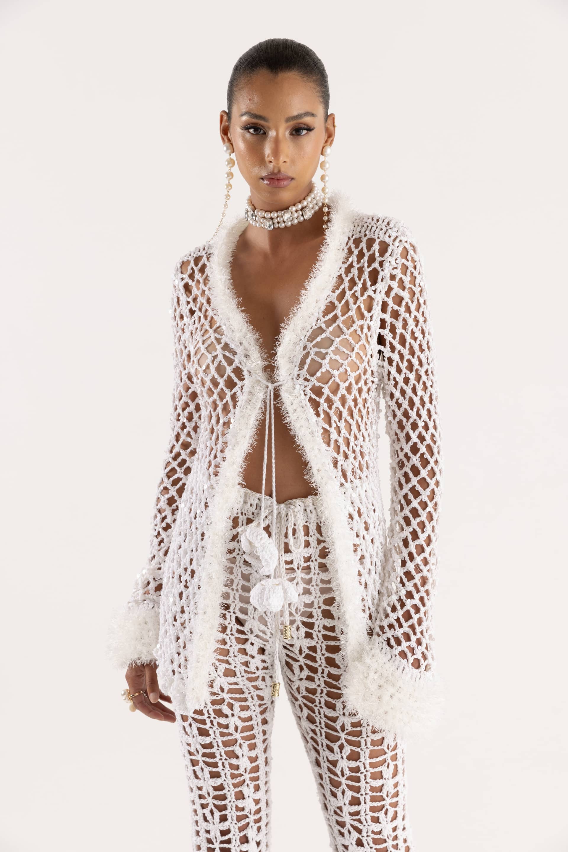 Vanilla White Handmade Crochet Shirt made by ANDREEVA