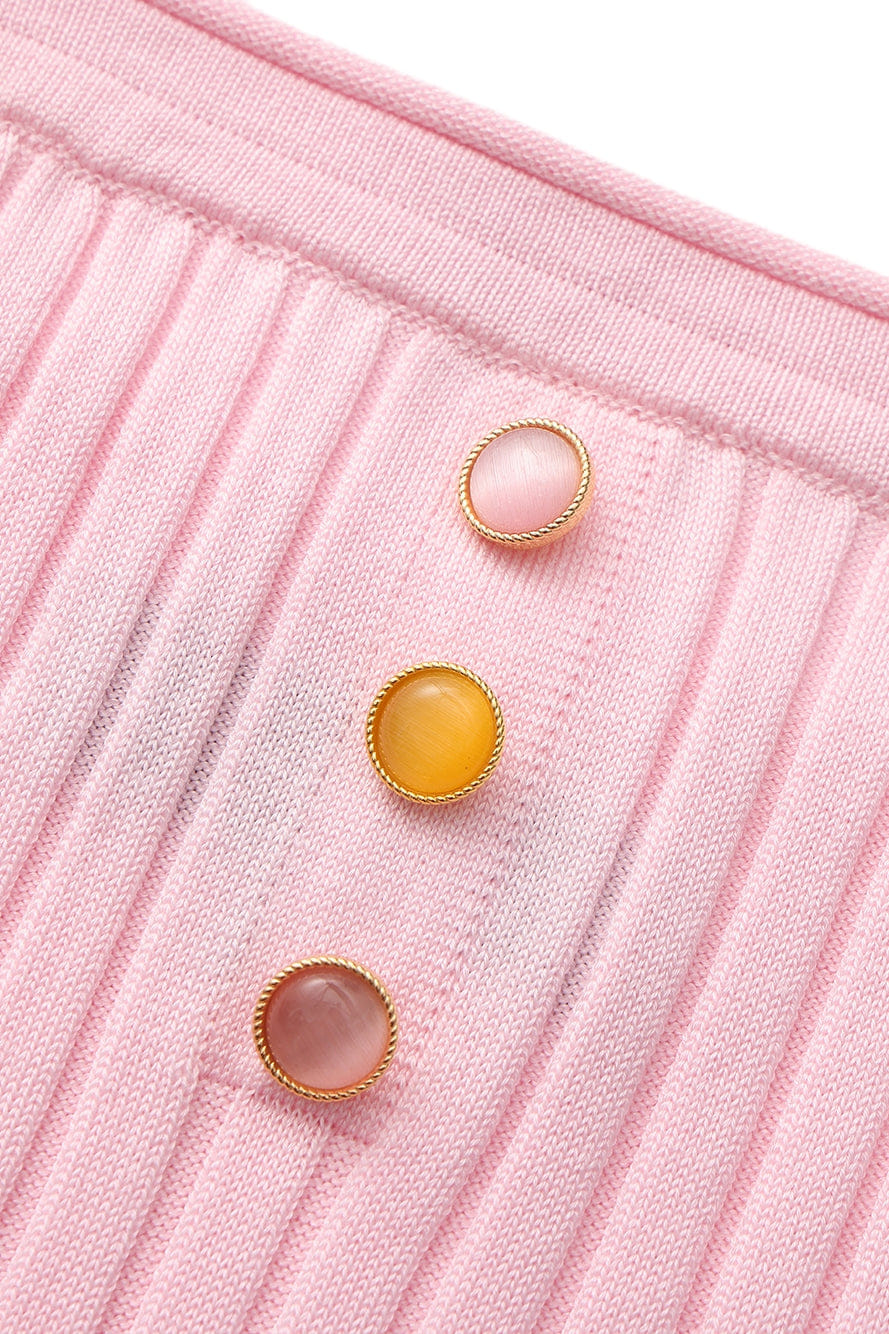 Ava Reverse Halter Pink Knit Flared Dress made by Nana Jacqueline