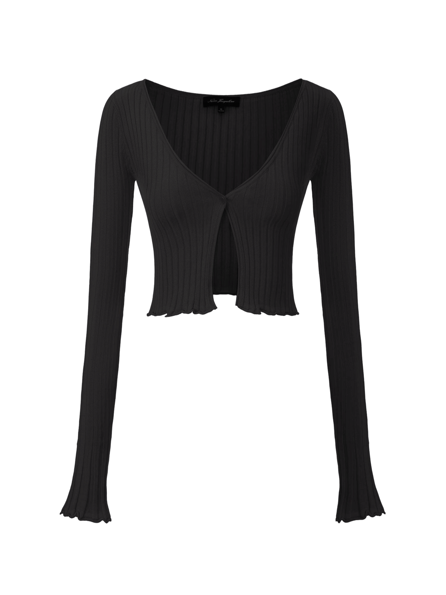 Jane Cropped Ribbed Black Knit Cardigan made by Nana Jacqueline