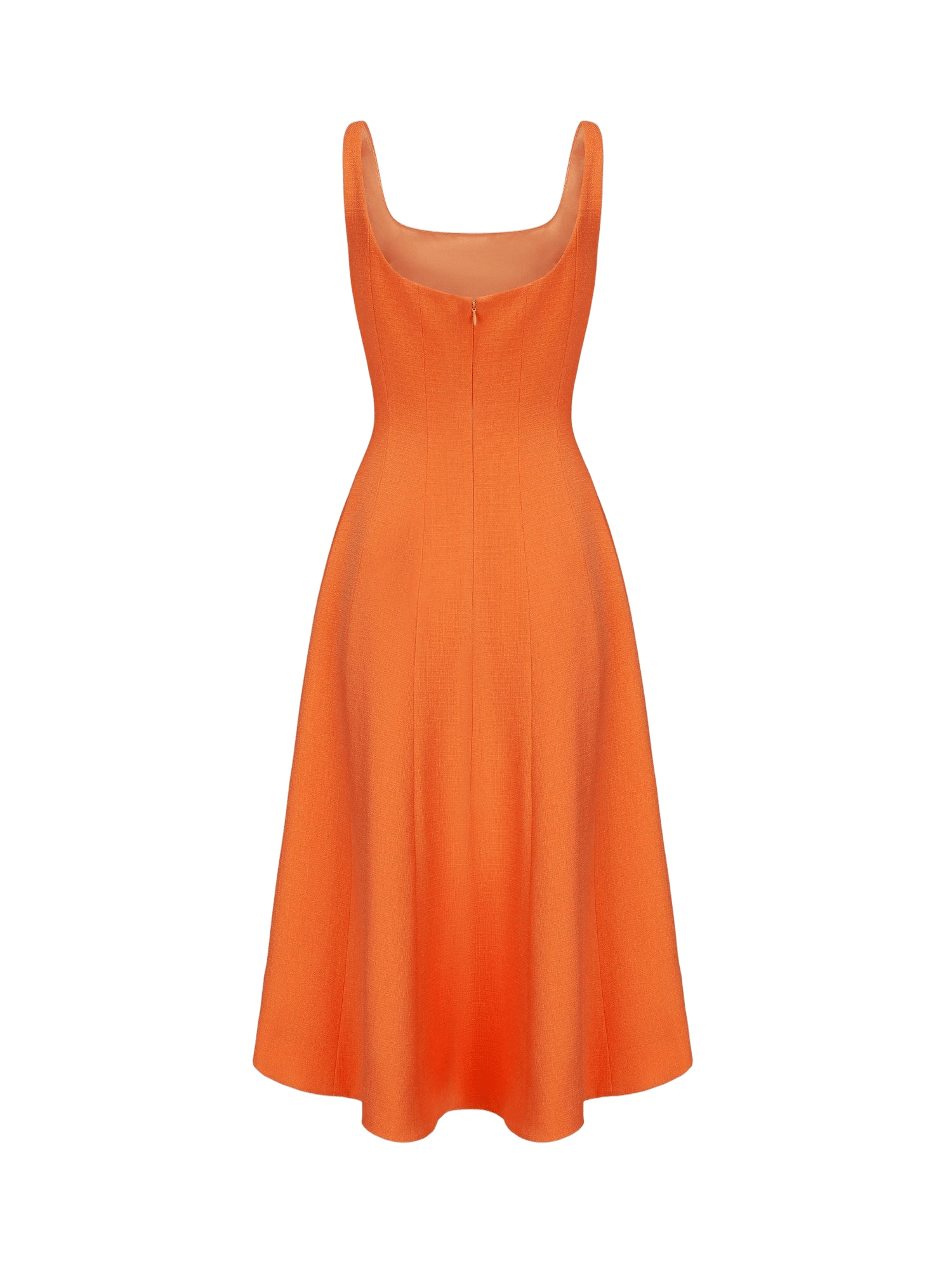 Josephine Square-Neck Orange Midi Dress made by Nana Jacqueline