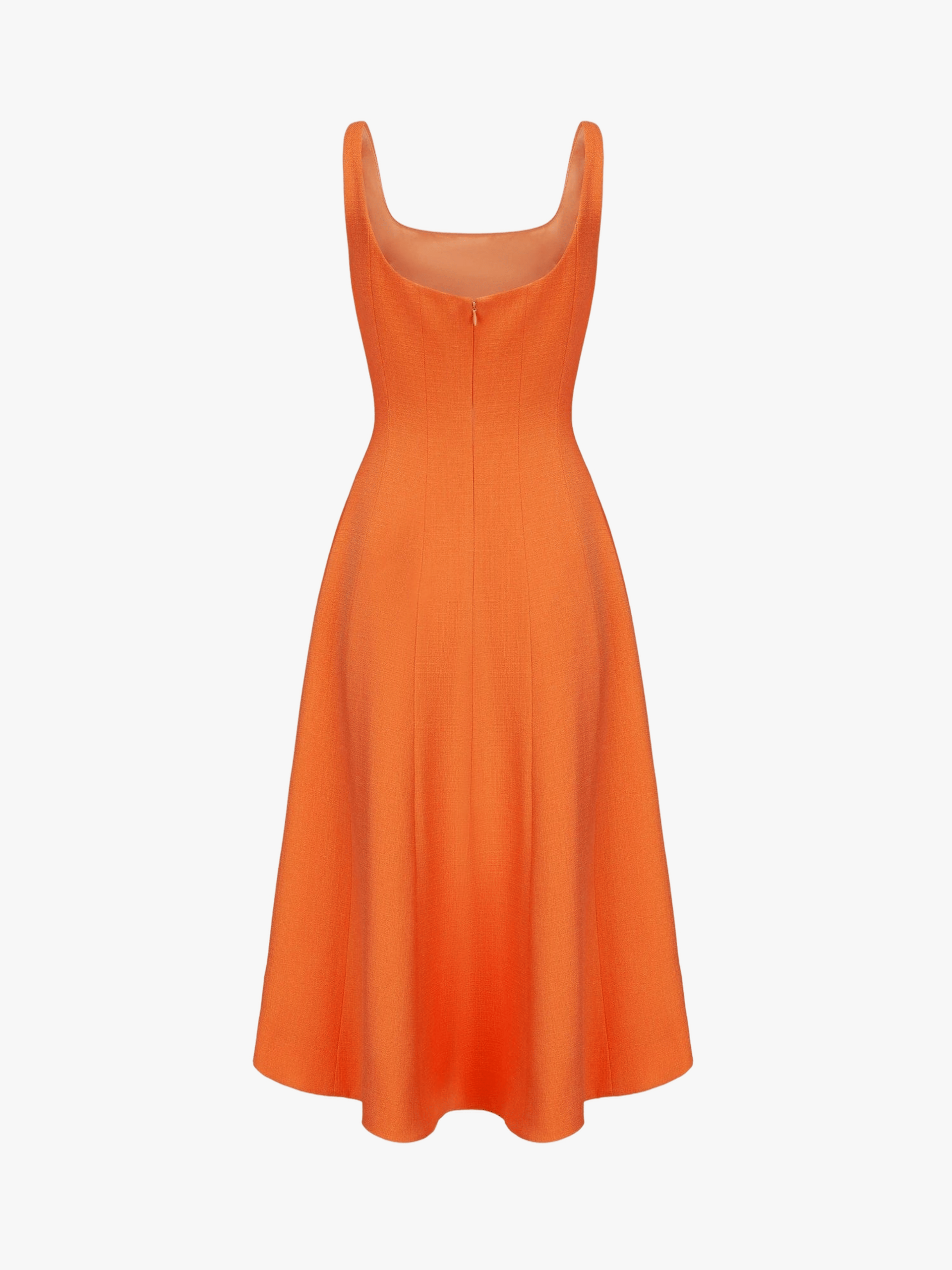 Josephine Square-Neck Orange Midi Dress made by Nana Jacqueline