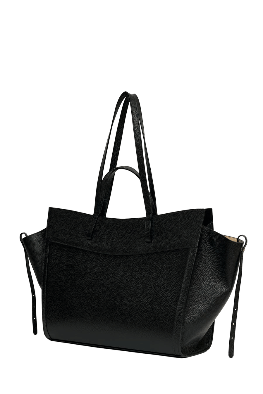 Shopping Bag Black Leather made by Saonara