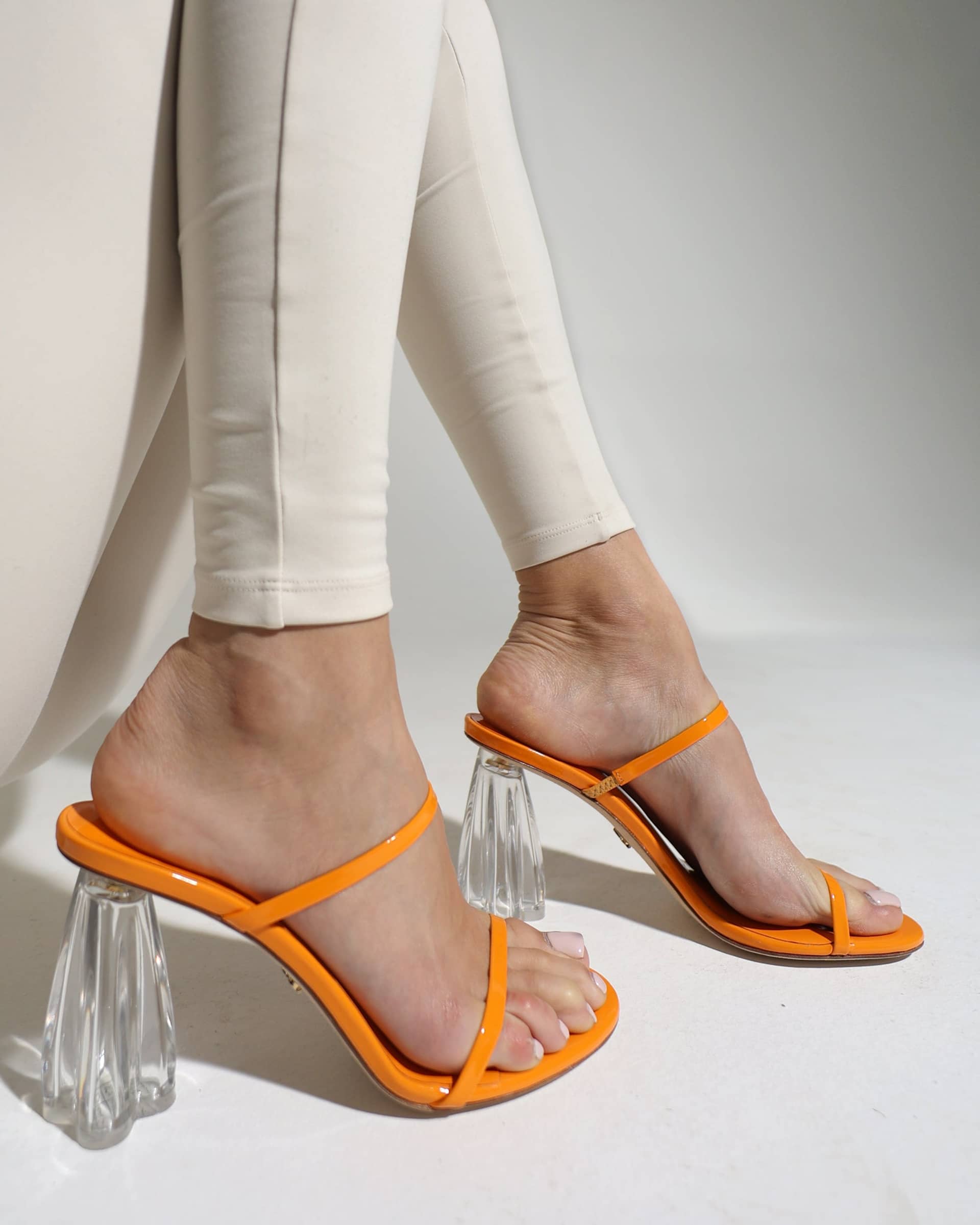 Fiorellini Glass Heel 95 Orange Patent made by ATANA
