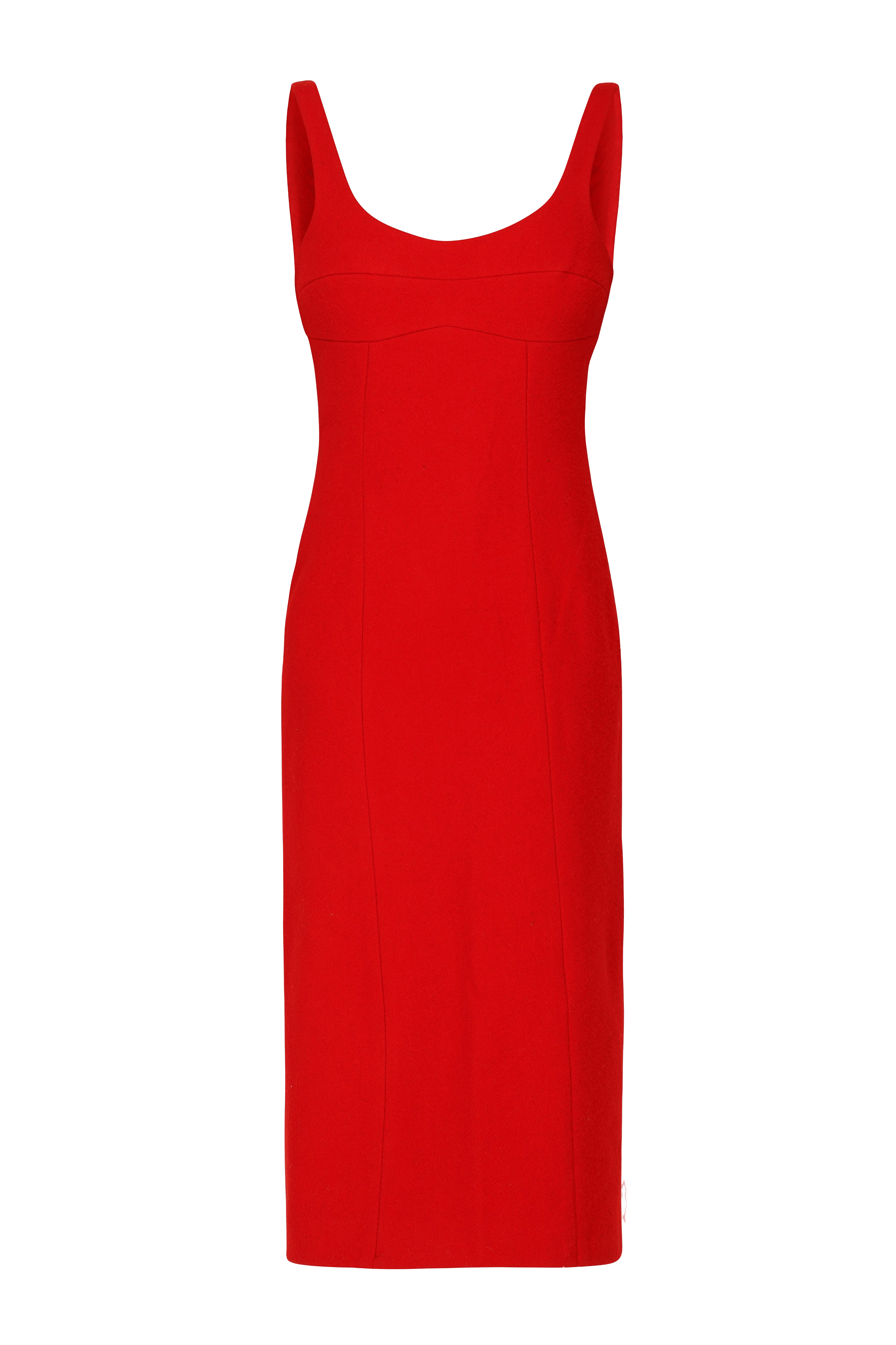 Wool Blend Midi Dress In Red made by Szabo Sihag