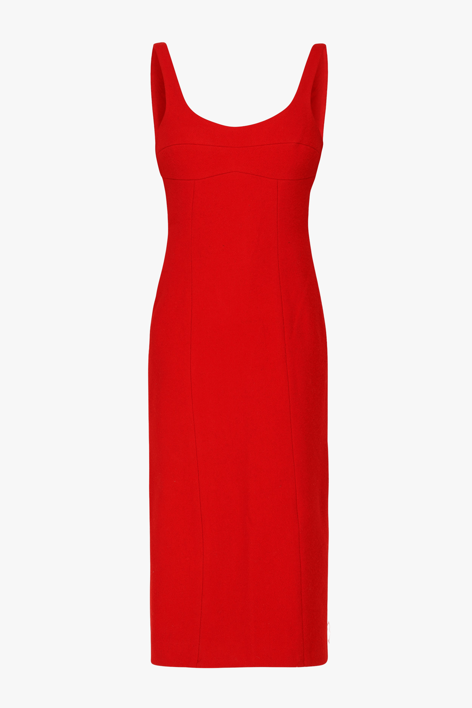Wool Blend Midi Dress In Red made by Szabo Sihag