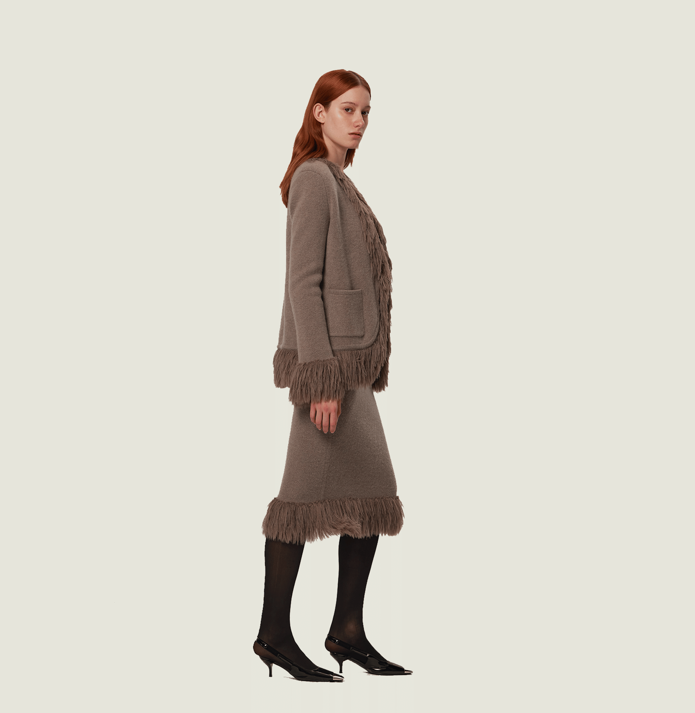 FRINGED CASHMERE-BLEND COAT made by CRUSH Collection