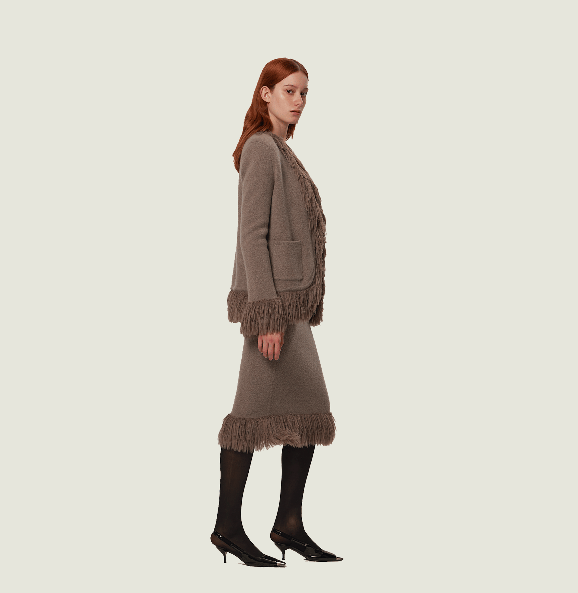 FRINGED CASHMERE-BLEND COAT made by CRUSH Collection